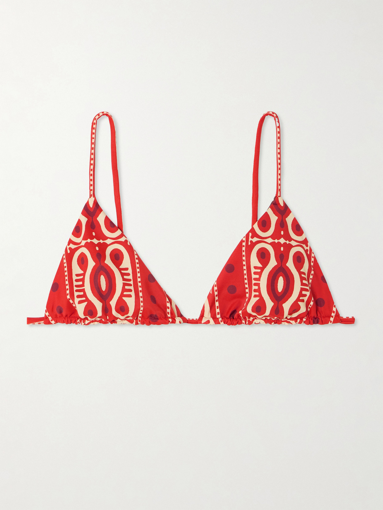 Johanna Ortiz Konibo Embellished Printed Triangle Bikini Top In White