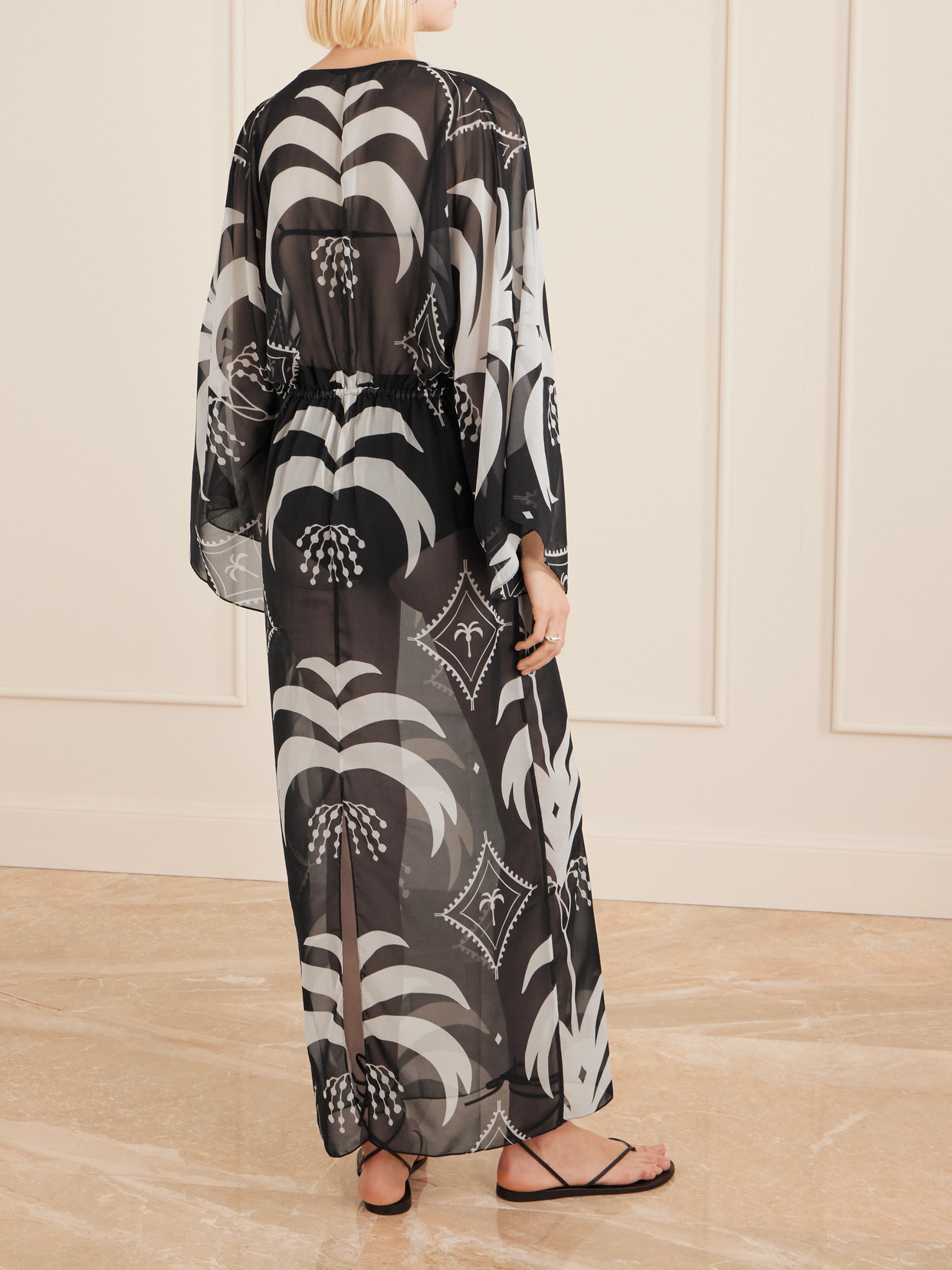 Johanna Ortiz Spiritual Healers Cape-sleeve Maxi Dress In Multi