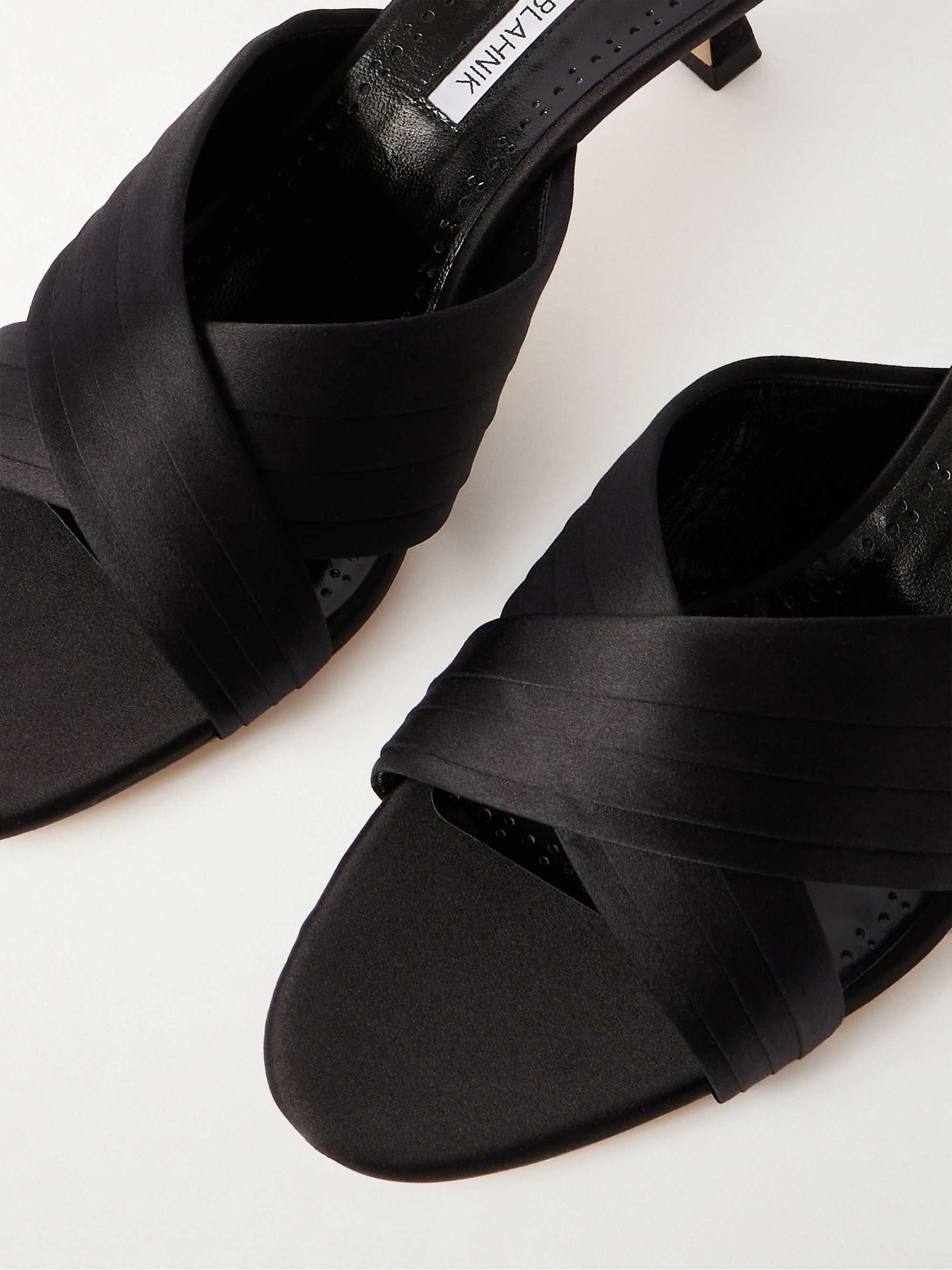 MANOLO BLAHNIK Viera 50 satin mules | NET-A-PORTER