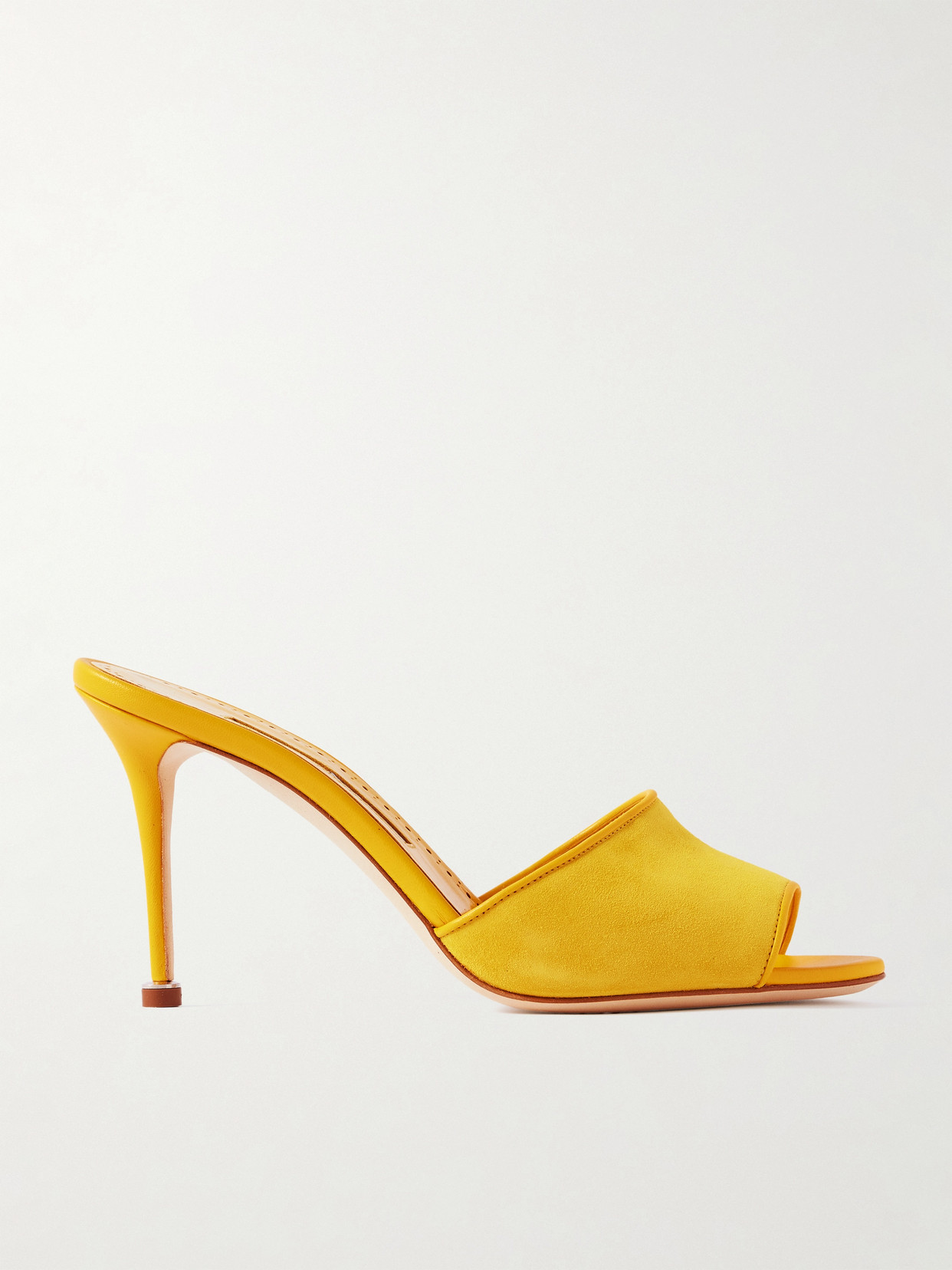 Manolo Blahnik Larache 90 Suede Mules In Yellow