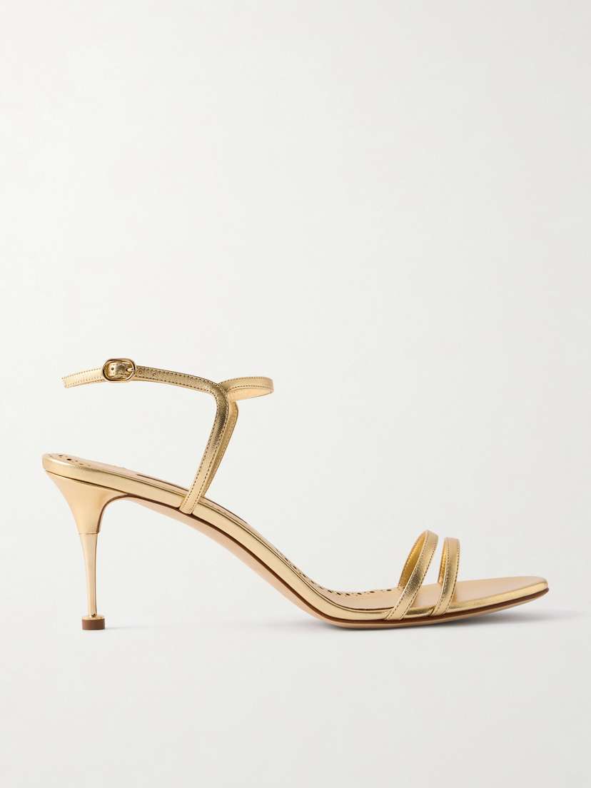 Manolo Blahnik Ciagalo Metallic Leather Sandals
