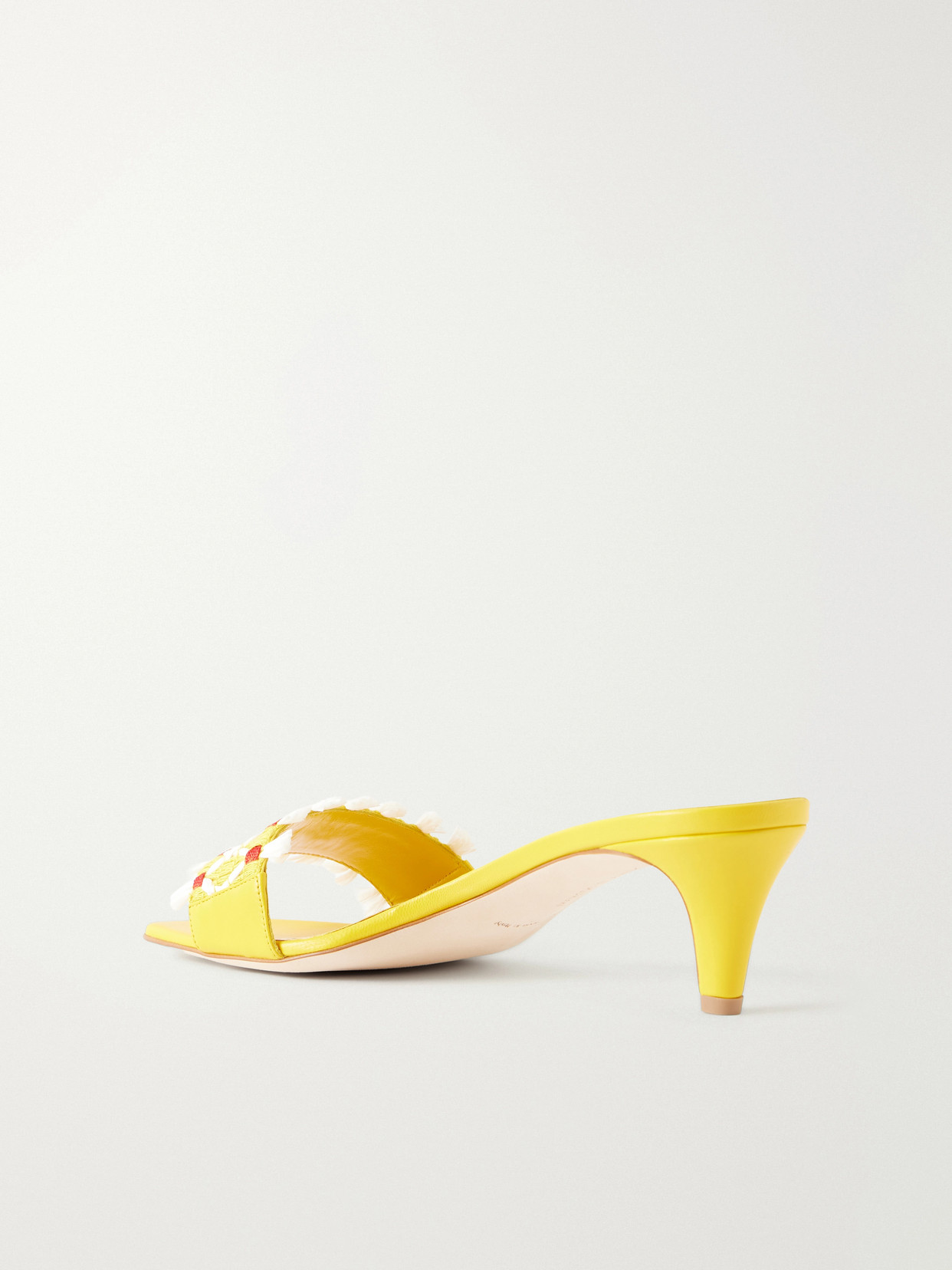 Moremu 50 Raffia-Trimmed Mules