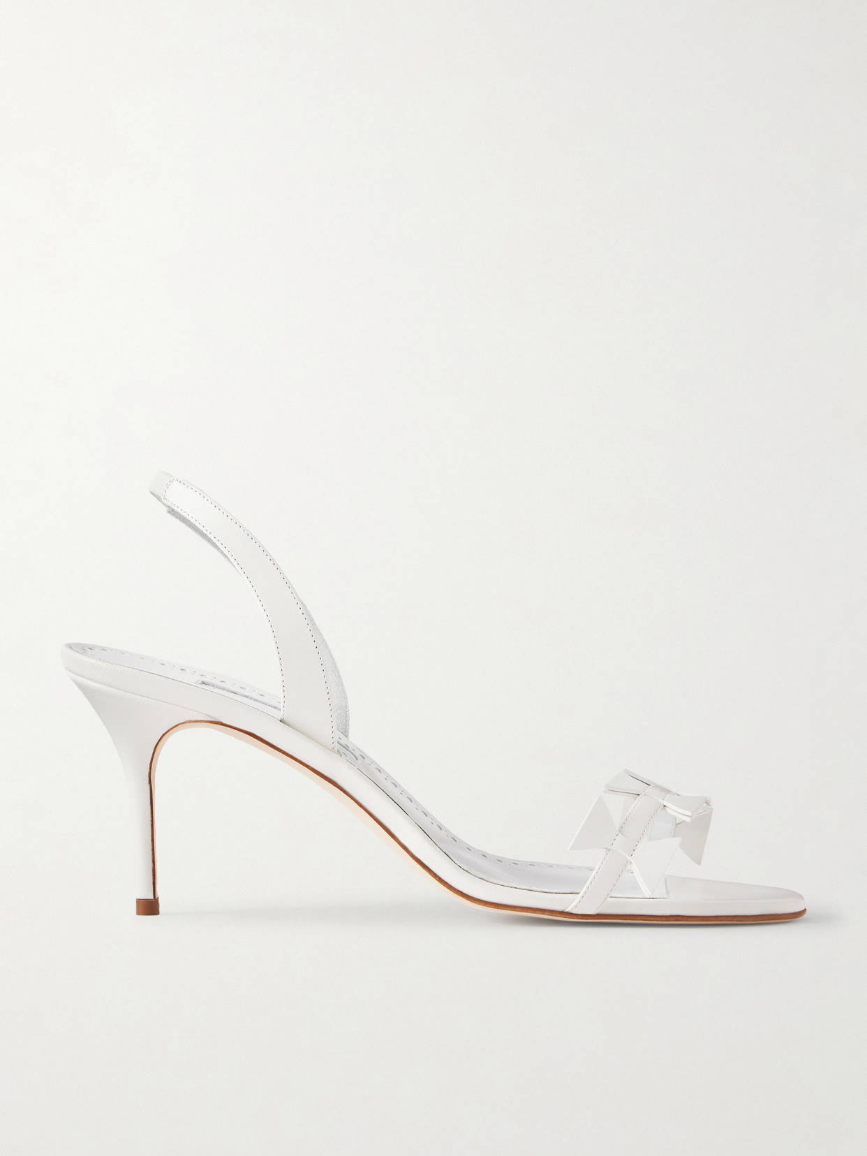 Manolo Blahnik Cigaurasli 70 Leather Slingback Sandals In White