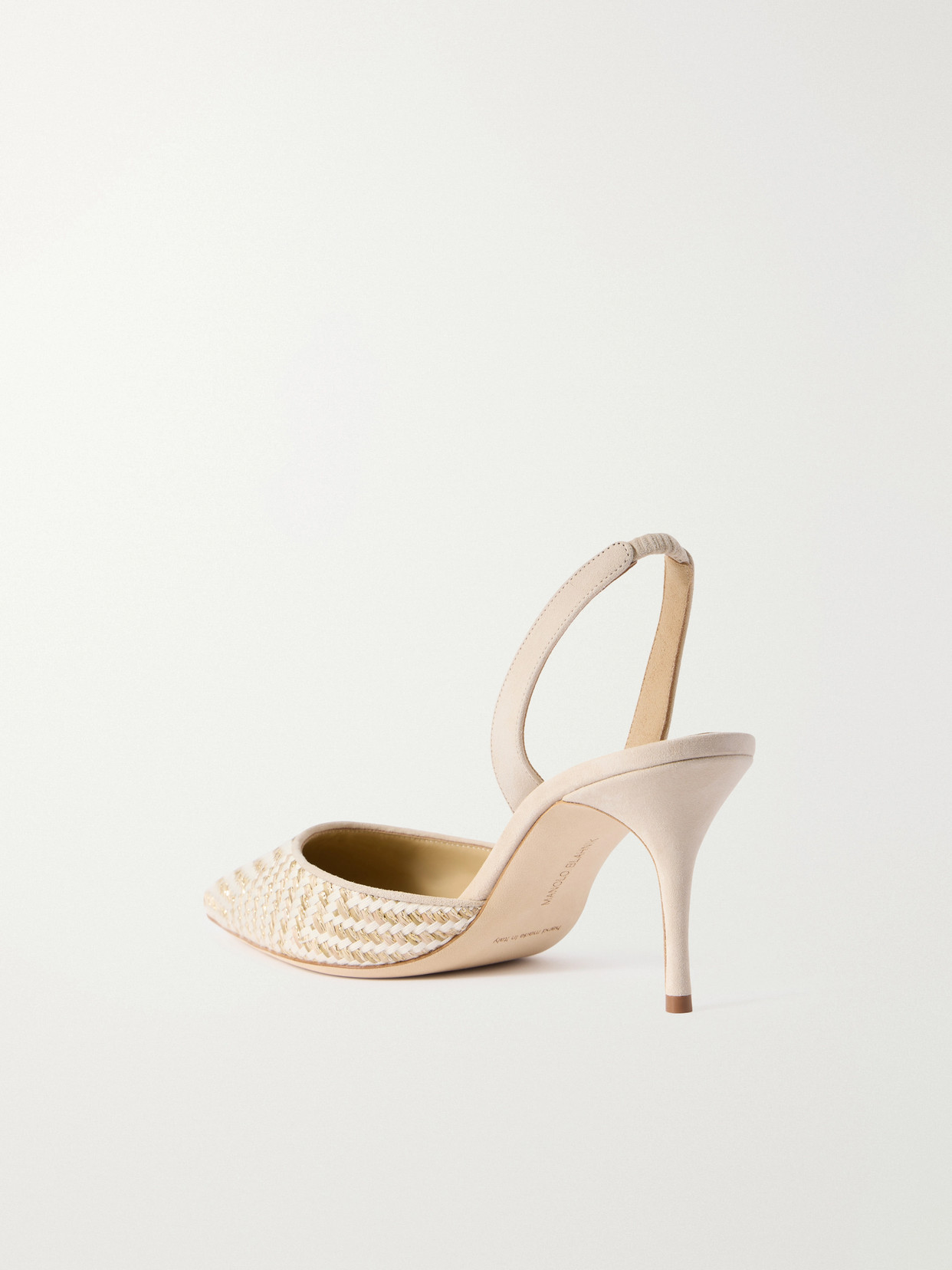 Manolo Blahnik Carolyne Woven Raffia Slingback Pump In Neutral