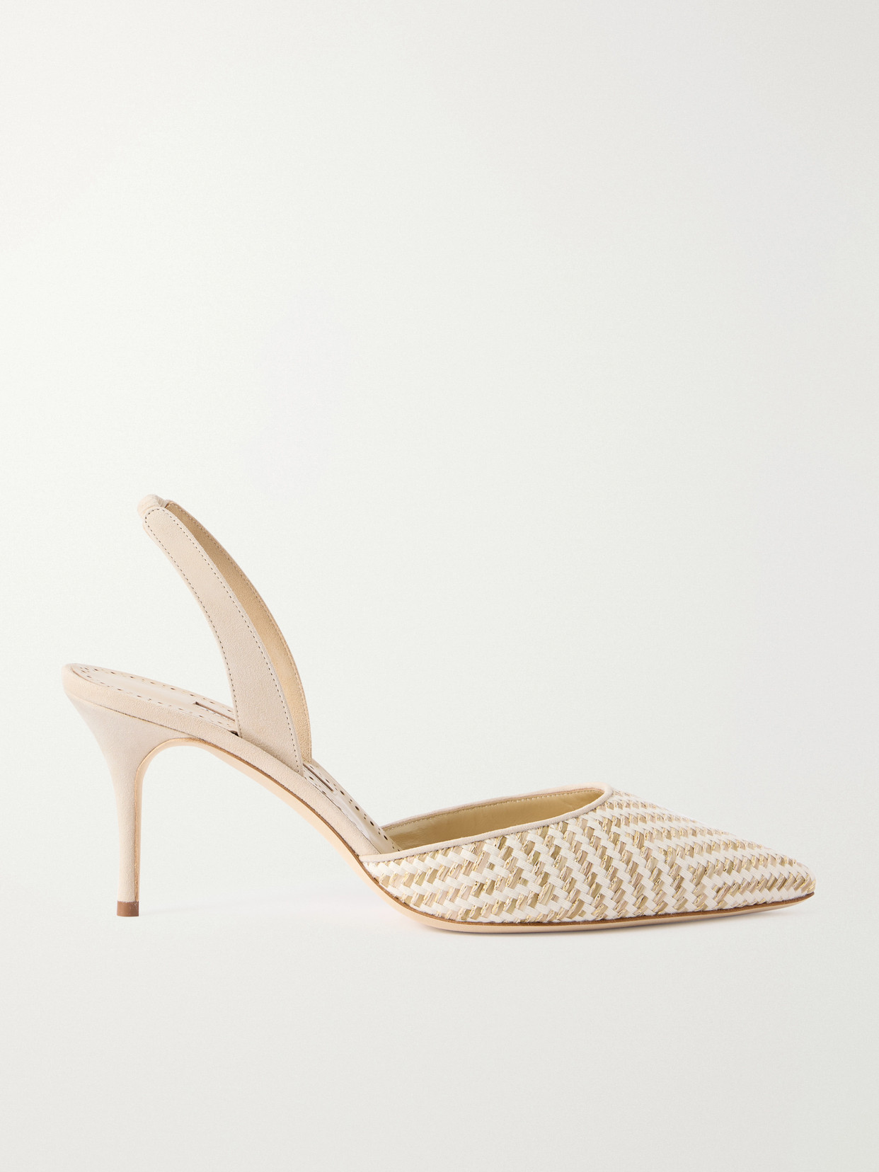 Manolo Blahnik - Carolyne 70 Raffia Slingback Pumps - Neutral