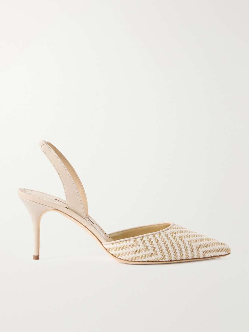 Manolo Blahnik Carolyne Raffia Slingback Pumps