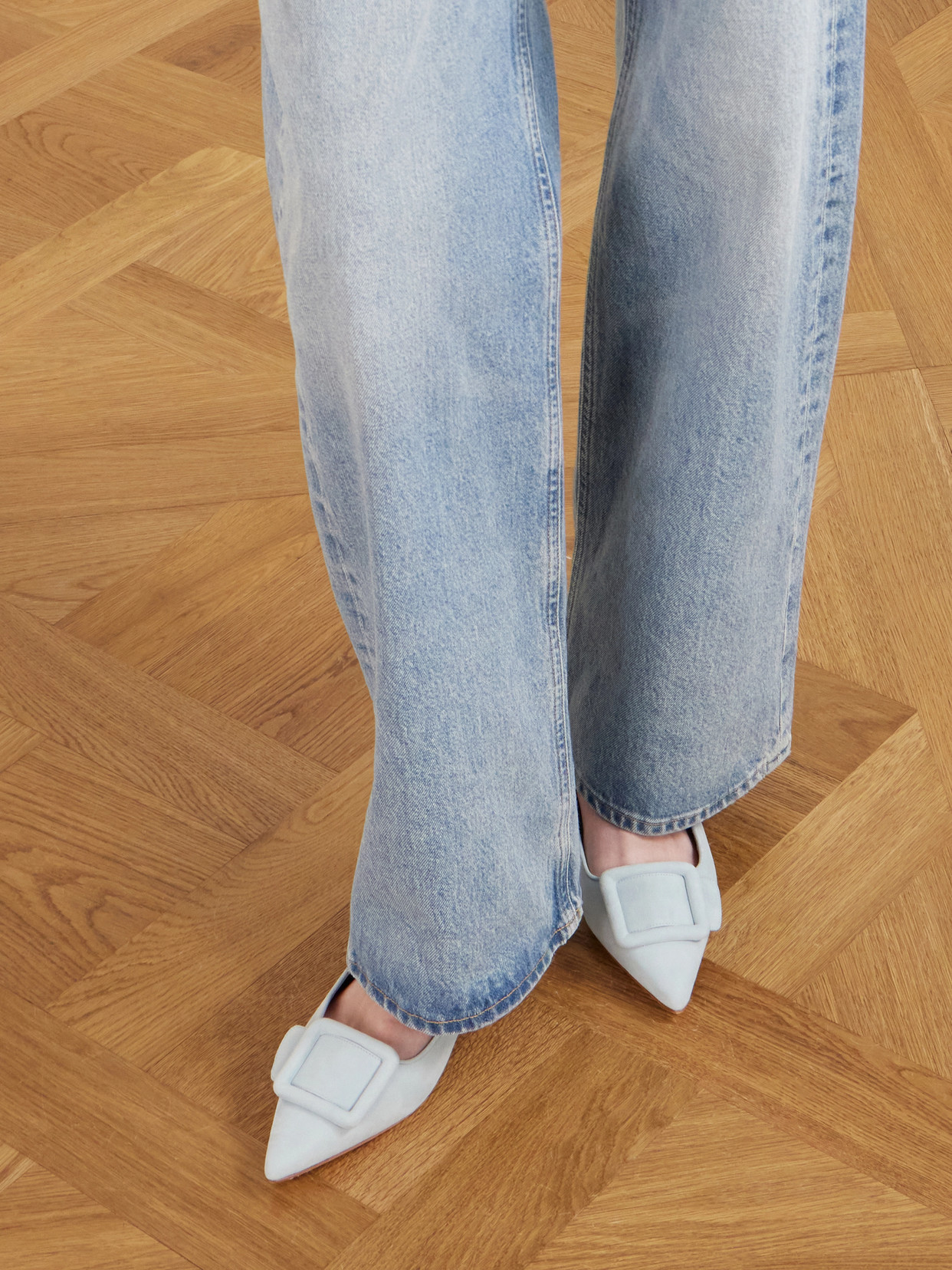 Maysale Buckled Suede Point-Toe Flats