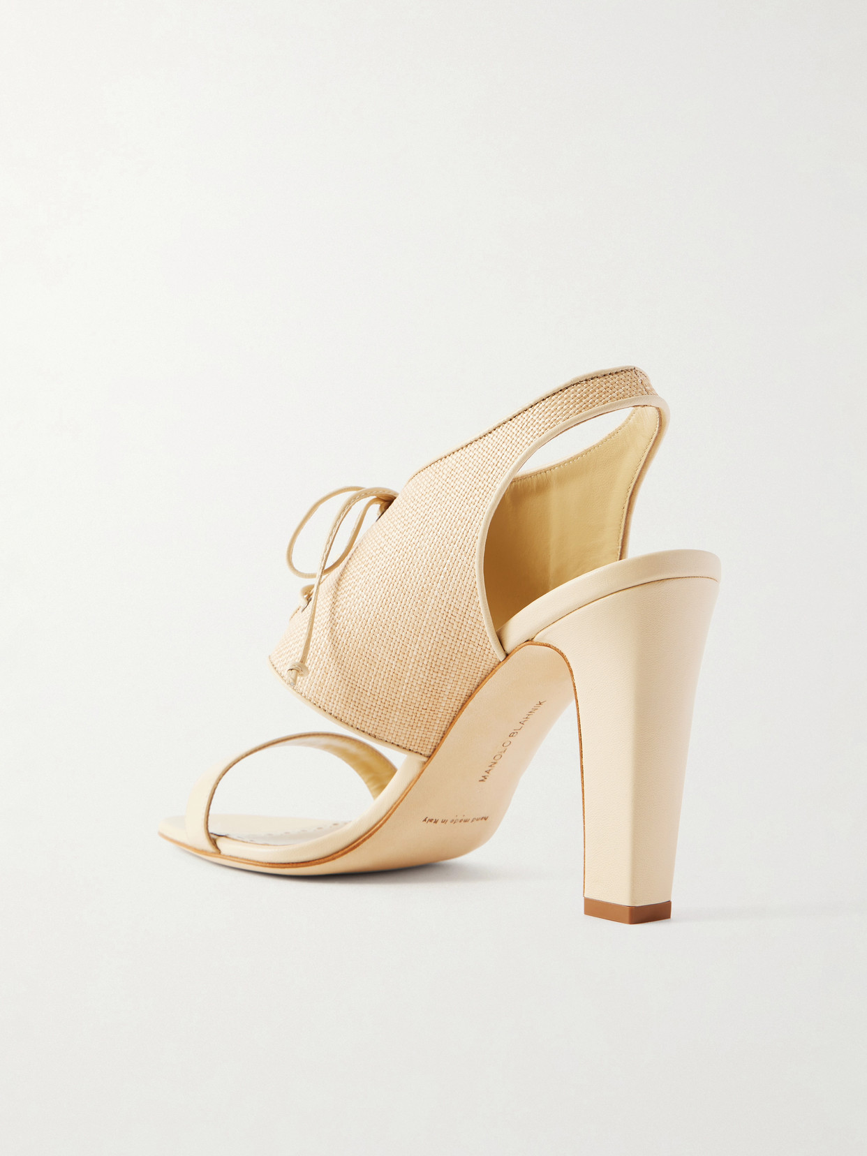 Goupil 105 Leather-Trimmed Raffia Sandals