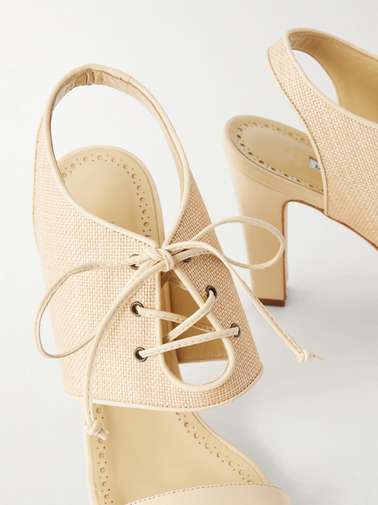 Goupil 105 Leather-Trimmed Raffia Sandals
