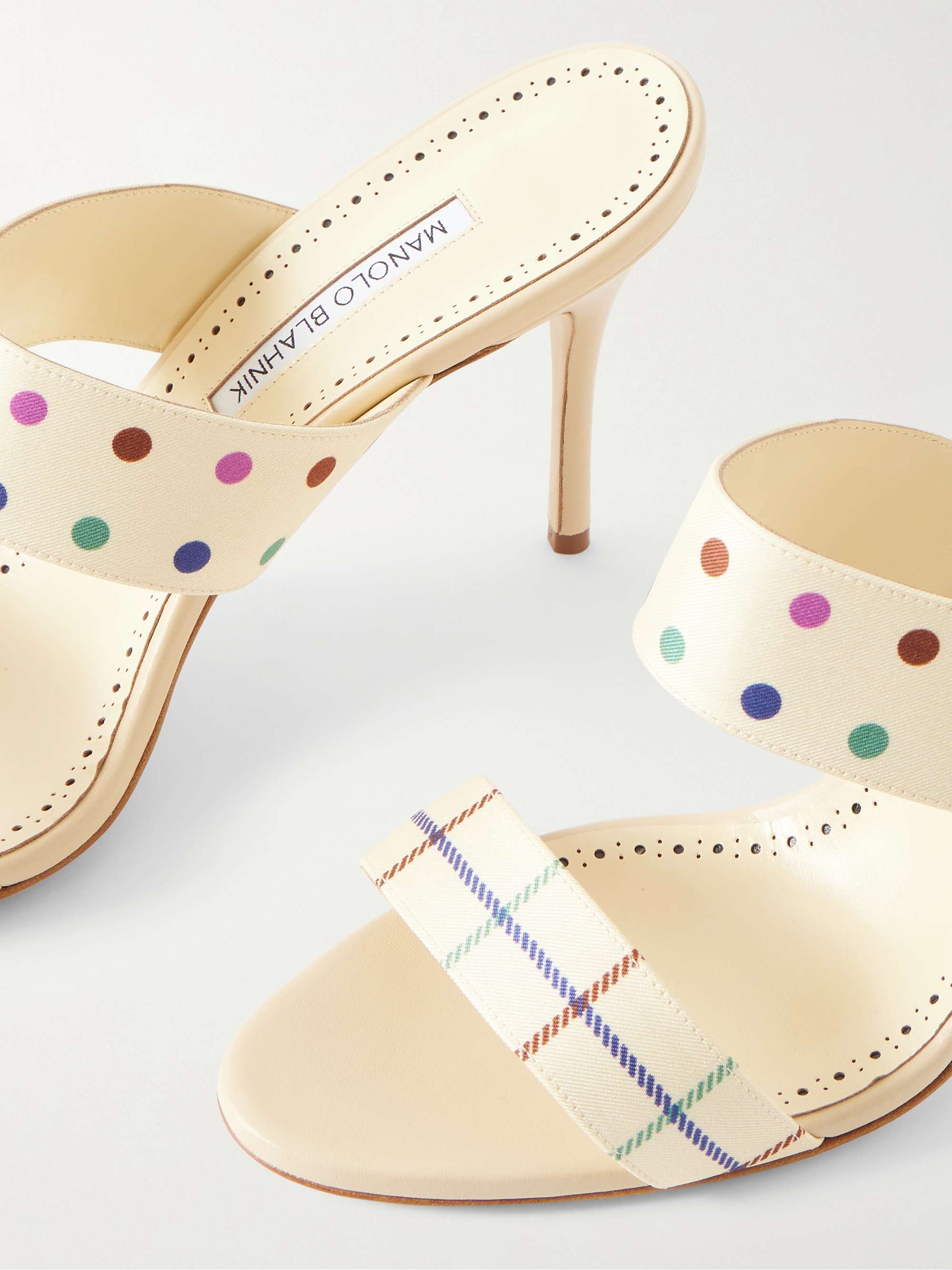 MANOLO BLAHNIK Ralotapla 90 printed twill mules | NET-A-PORTER