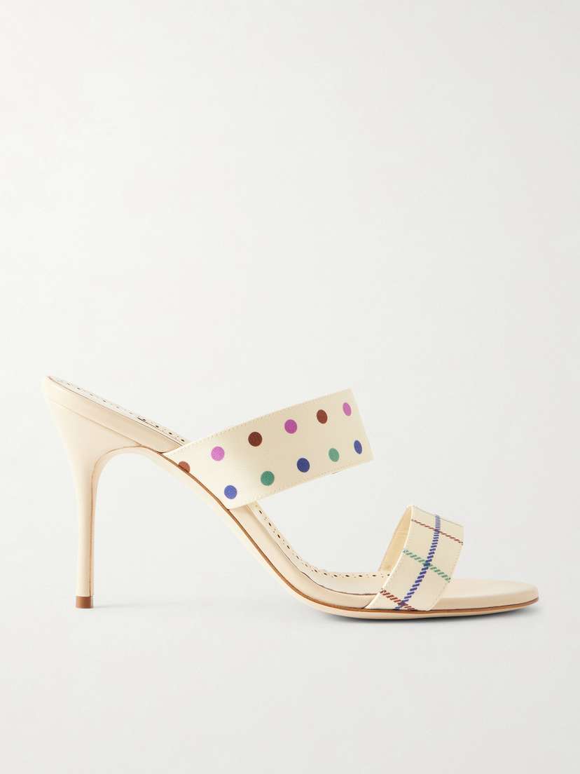 Manolo Blahnik Ralotapla 90 Printed Twill Mules