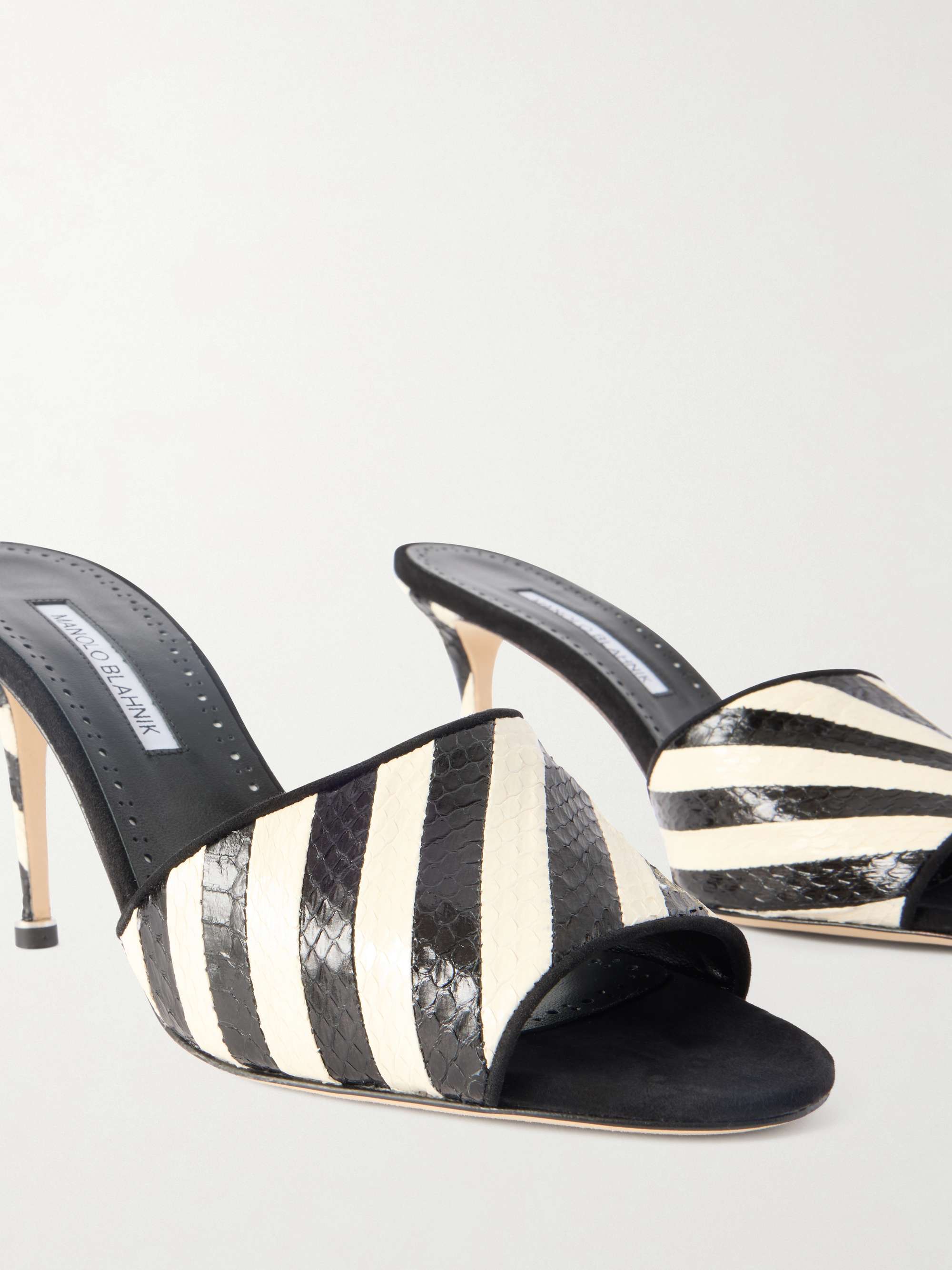 MANOLO BLAHNIK Larache 90 striped elaphe mules | NET-A-PORTER