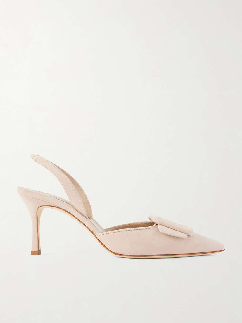 Manolo Blahnik Maysli 70 Buckled Suede Slingback Pumps