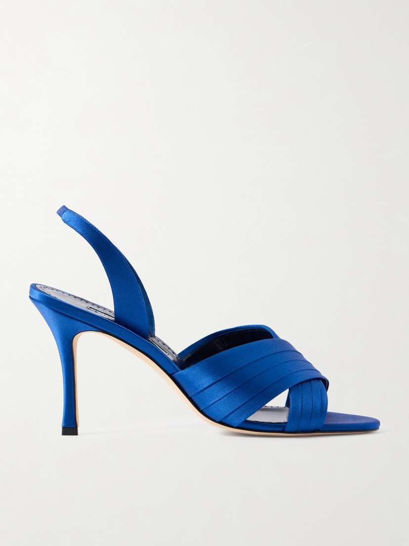 Manolo Blahnik Viera 90 Satin Slingback Sandals