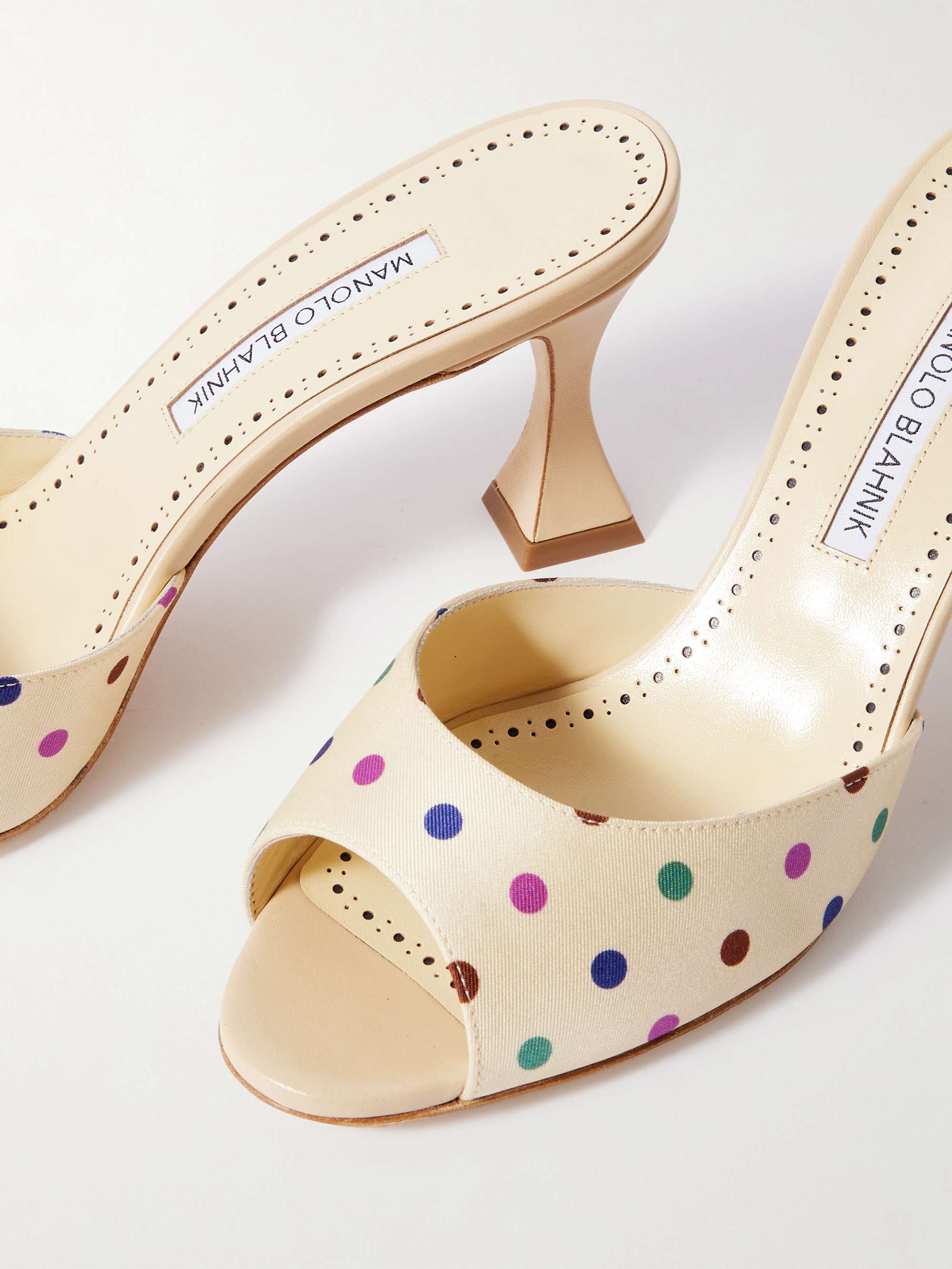 MANOLO BLAHNIK Jadaron 70 polka-dot silk-satin mules | NET-A-PORTER