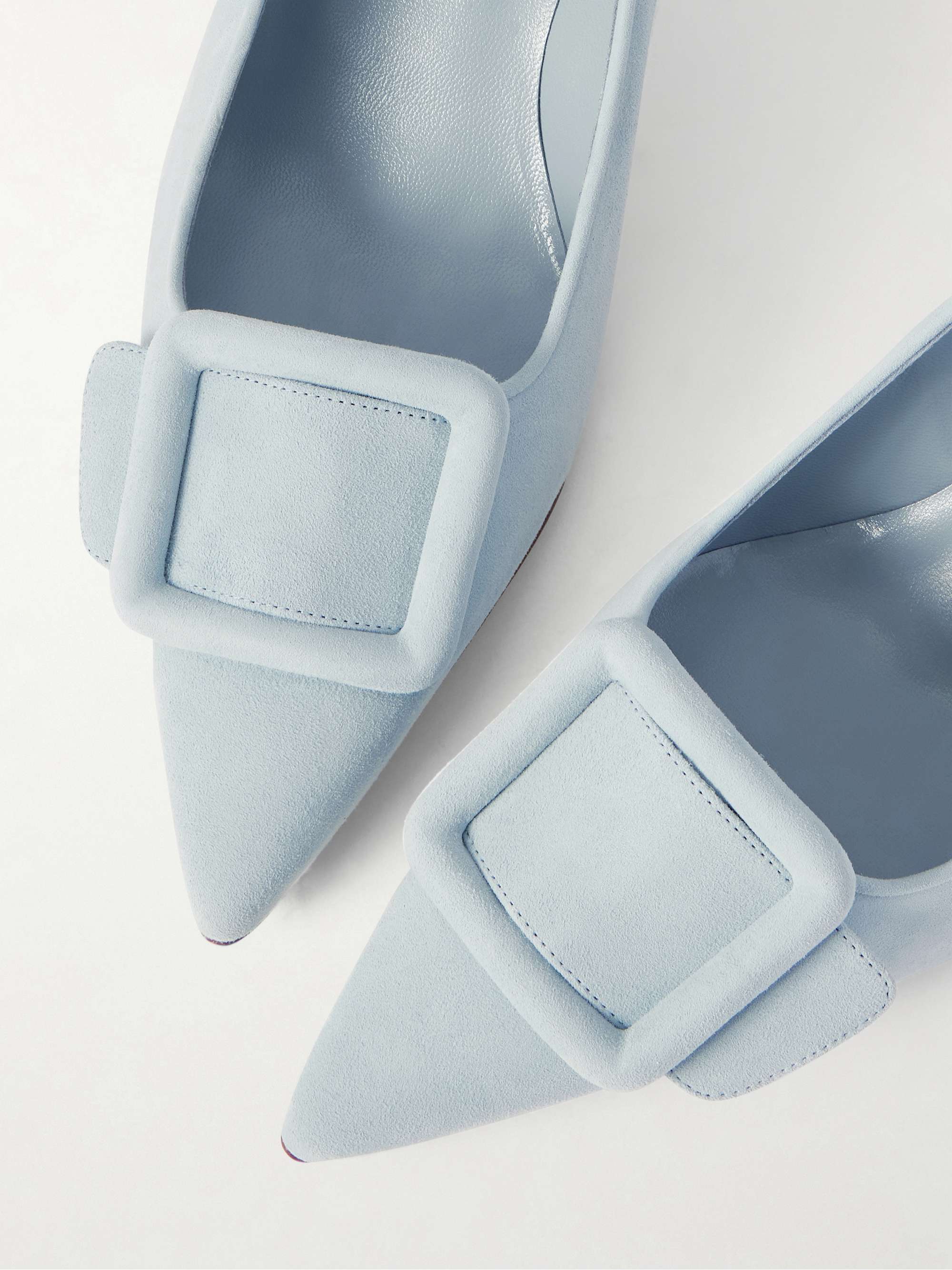 MANOLO BLAHNIK Maysale 50 buckled suede pumps | NET-A-PORTER