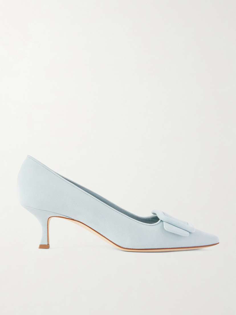 Manolo Blahnik Maysale 50 Buckled Suede Pumps