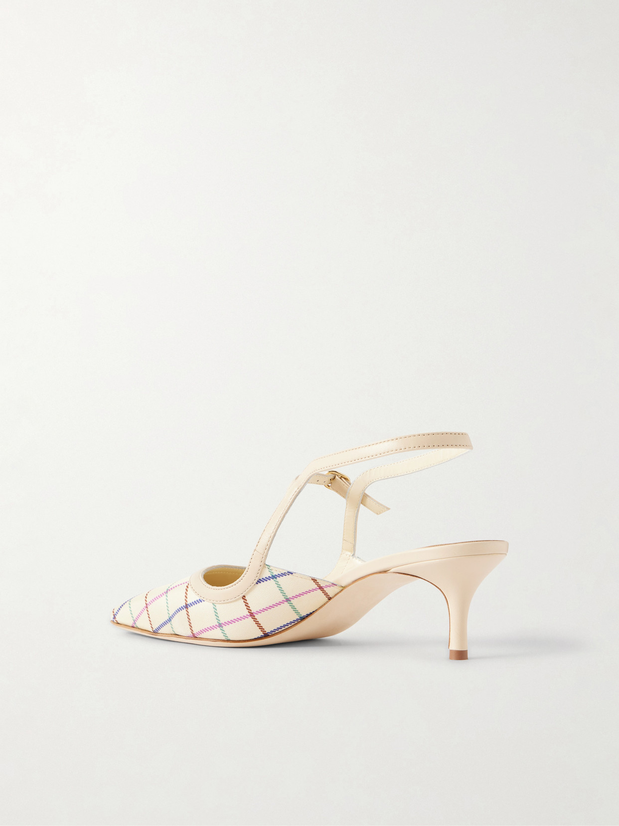 Atochas 50 Leather-Trimmed Checked Canvas Pumps