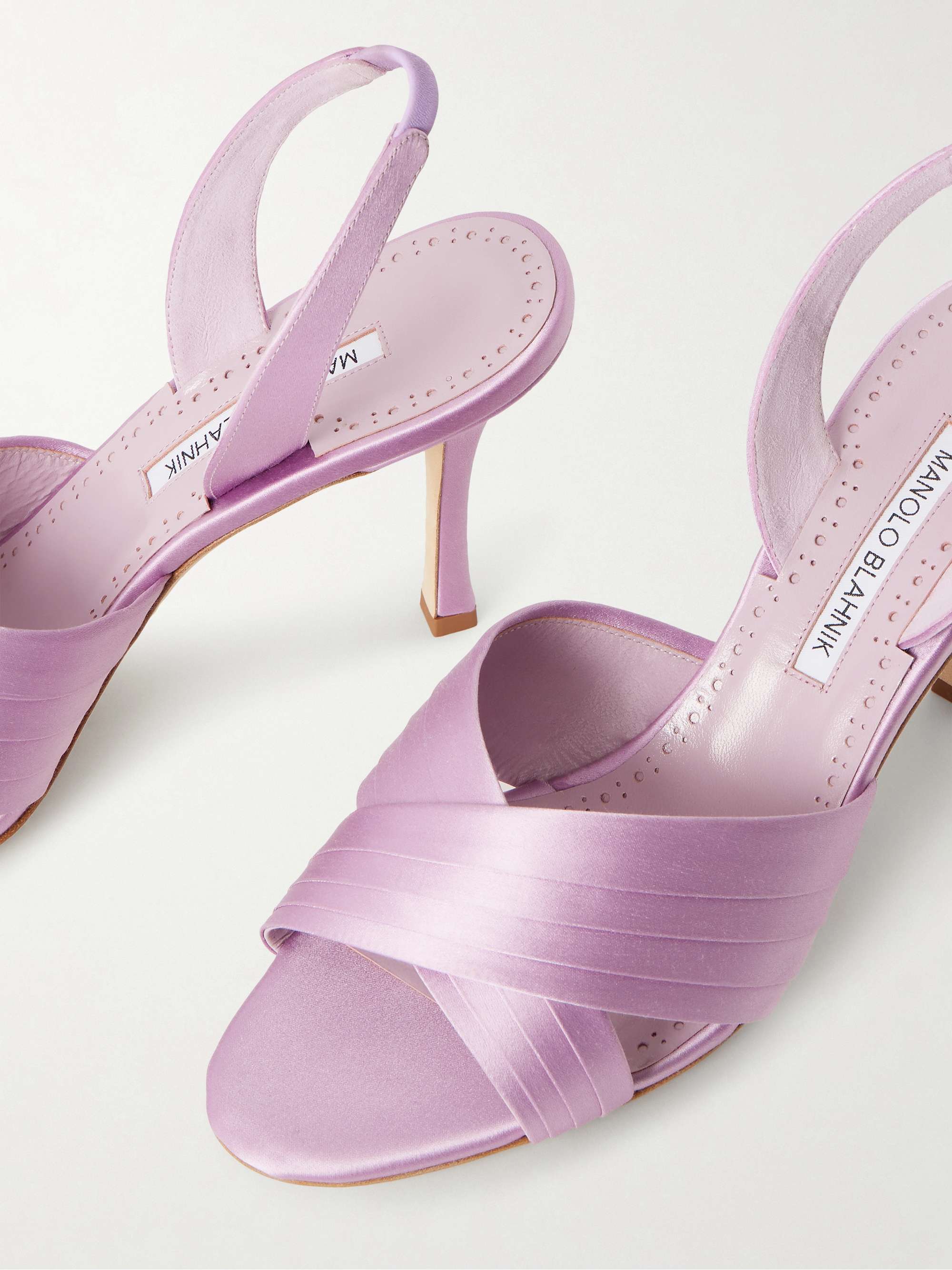 MANOLO BLAHNIK Viera 90 satin slingback sandals | NET-A-PORTER