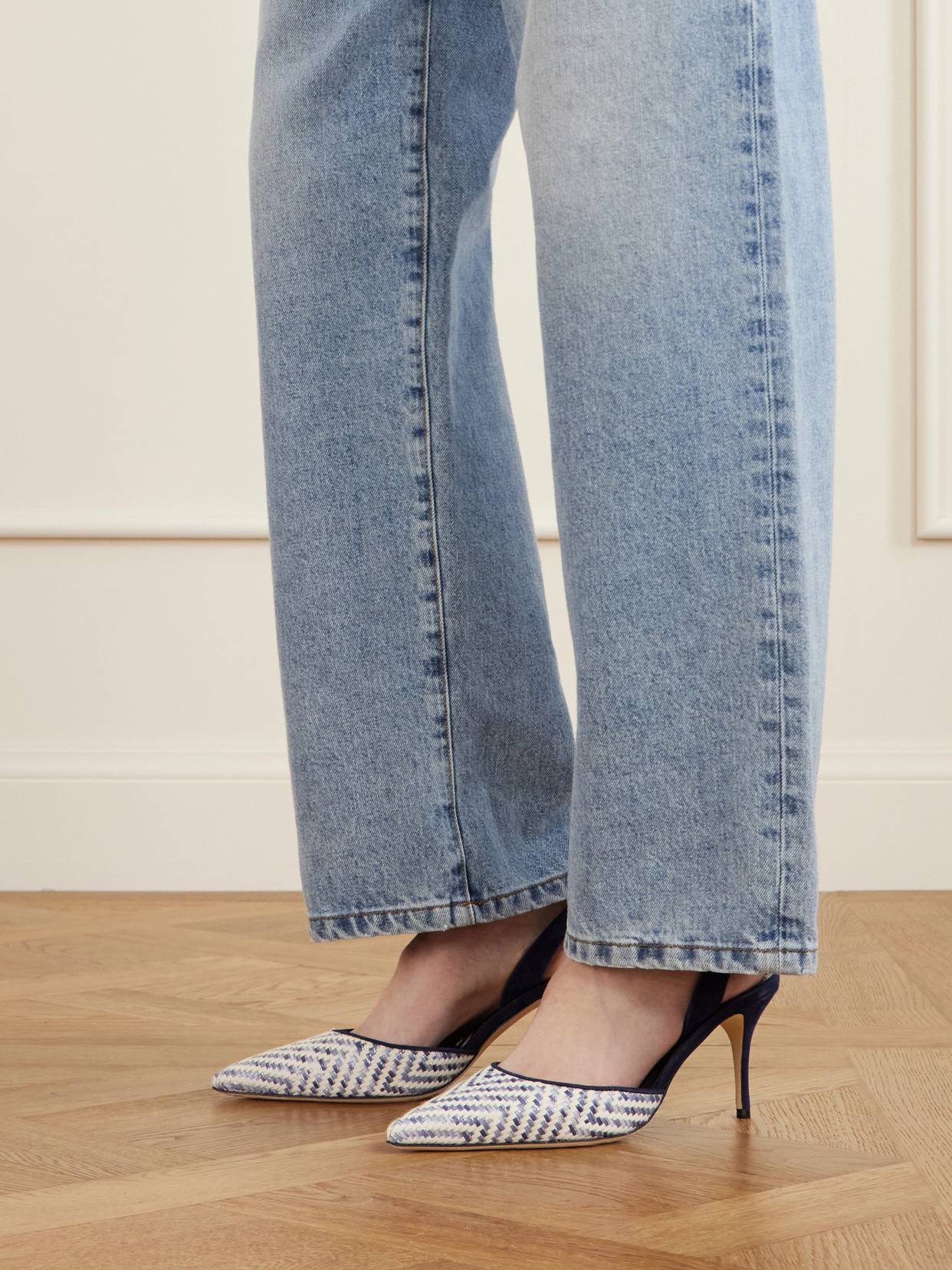Carolyne 70 Raffia Slingback