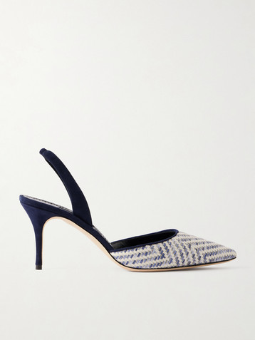 MANOLO BLAHNIK Carolyne 70 raffia slingback pumps