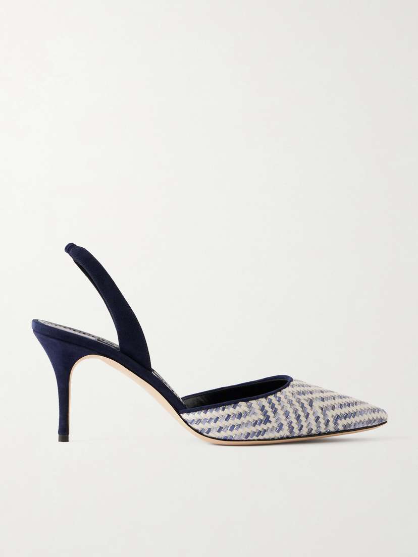 Manolo Blahnik Carolyne 70 Raffia Slingback Pumps