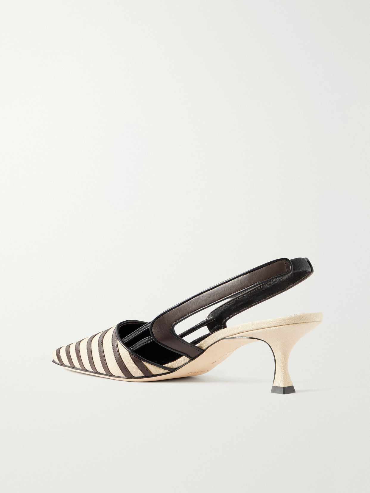 Pelas 50 Leather-Trimmed Canvas Slingback