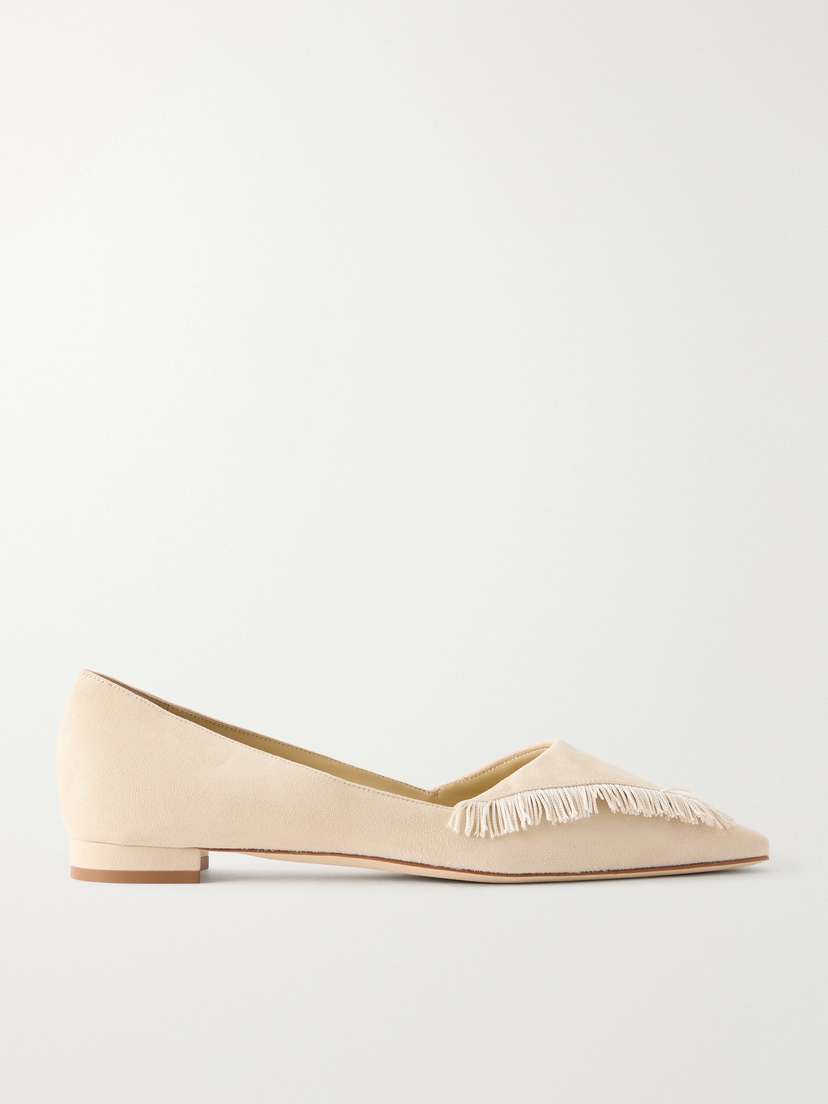Manolo Blahnik Paletotflat Fringed Suede Ballet Flats