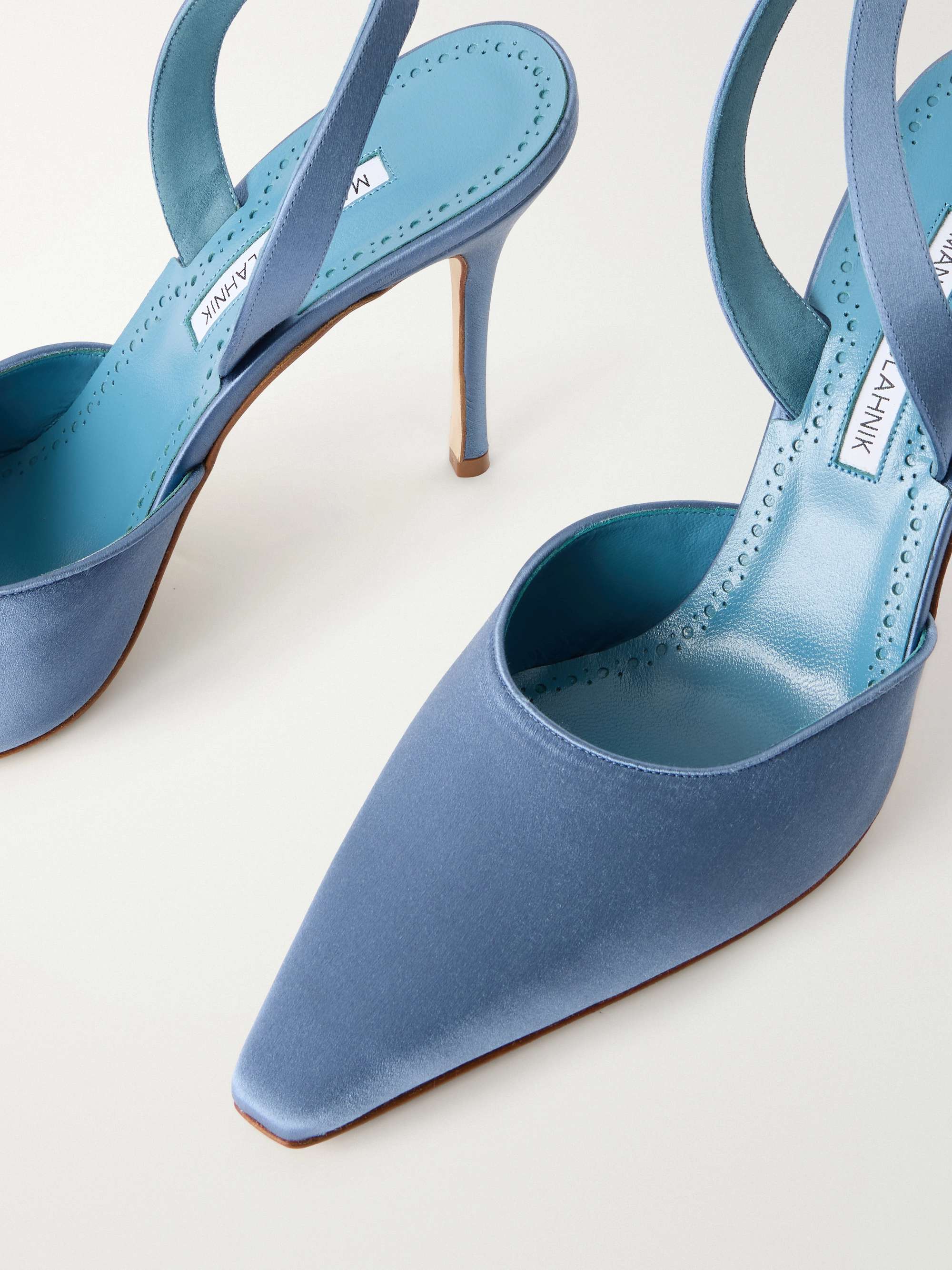 MANOLO BLAHNIK Borelapla 105 satin slingback pumps | NET-A-PORTER