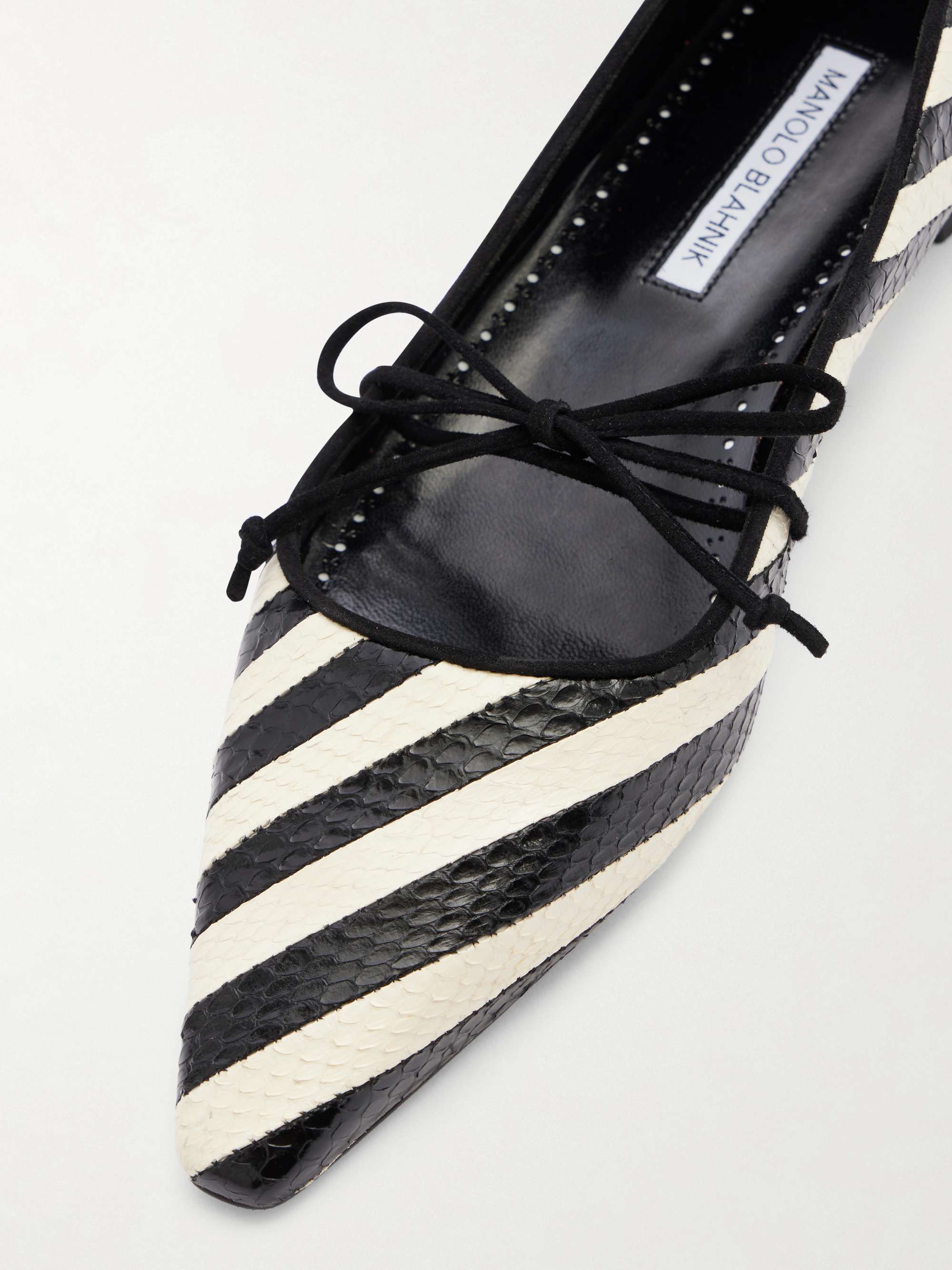 MANOLO BLAHNIK Federica striped snake ballet flats | NET-A-PORTER