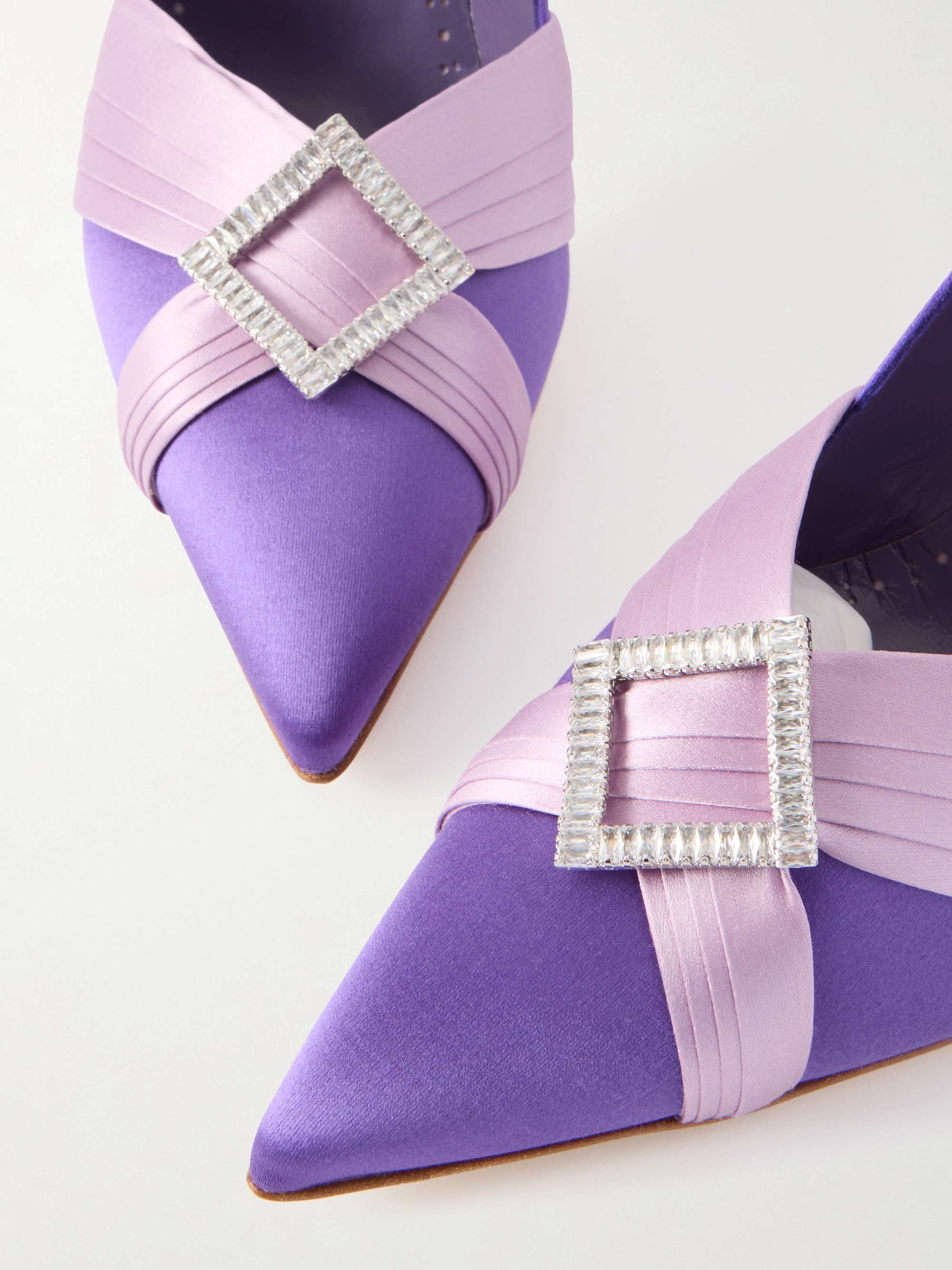 MANOLO BLAHNIK Viera 105 embellished two-tone satin pumps | NET-A