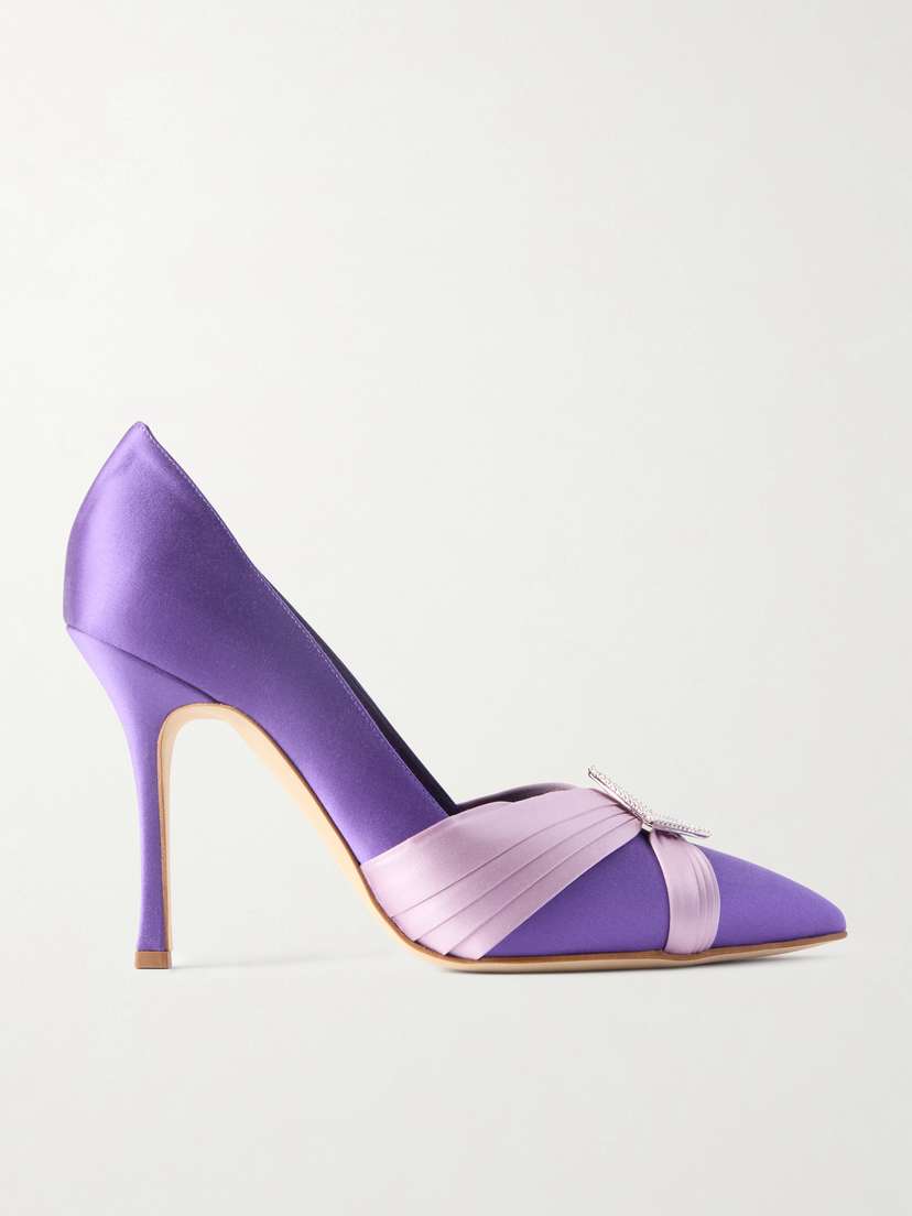 Manolo Blahnik Viera Embellished Two-tone Satin Pumps