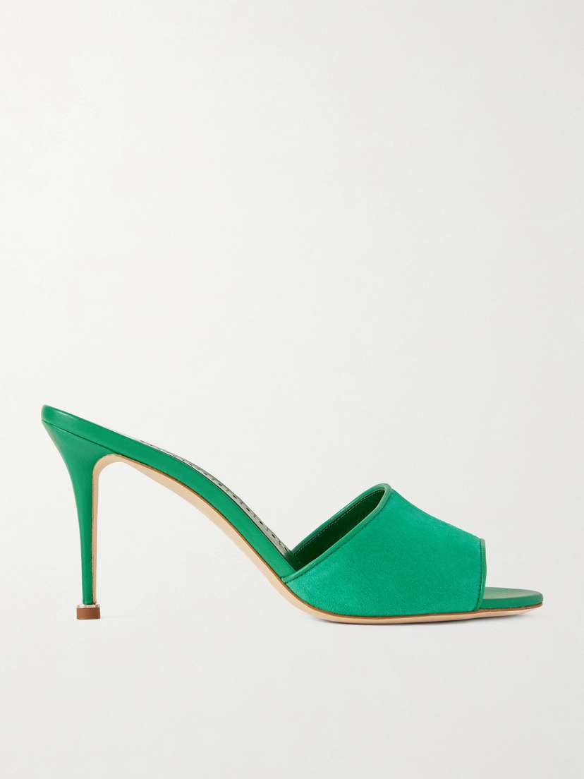 Manolo Blahnik Larache 90 Suede Mules