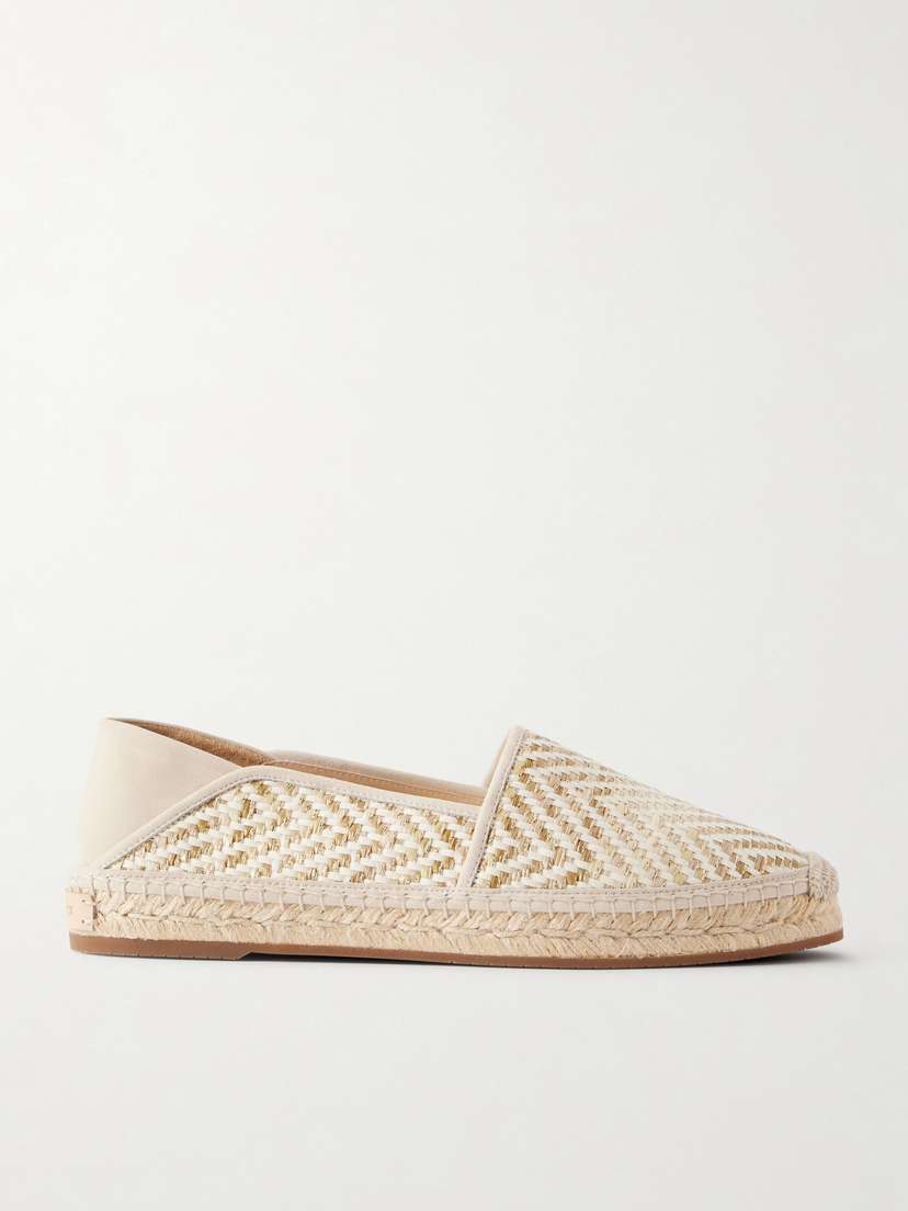 Manolo Blahnik Espadra Suede-trimmed Woven Raffia Espadrilles