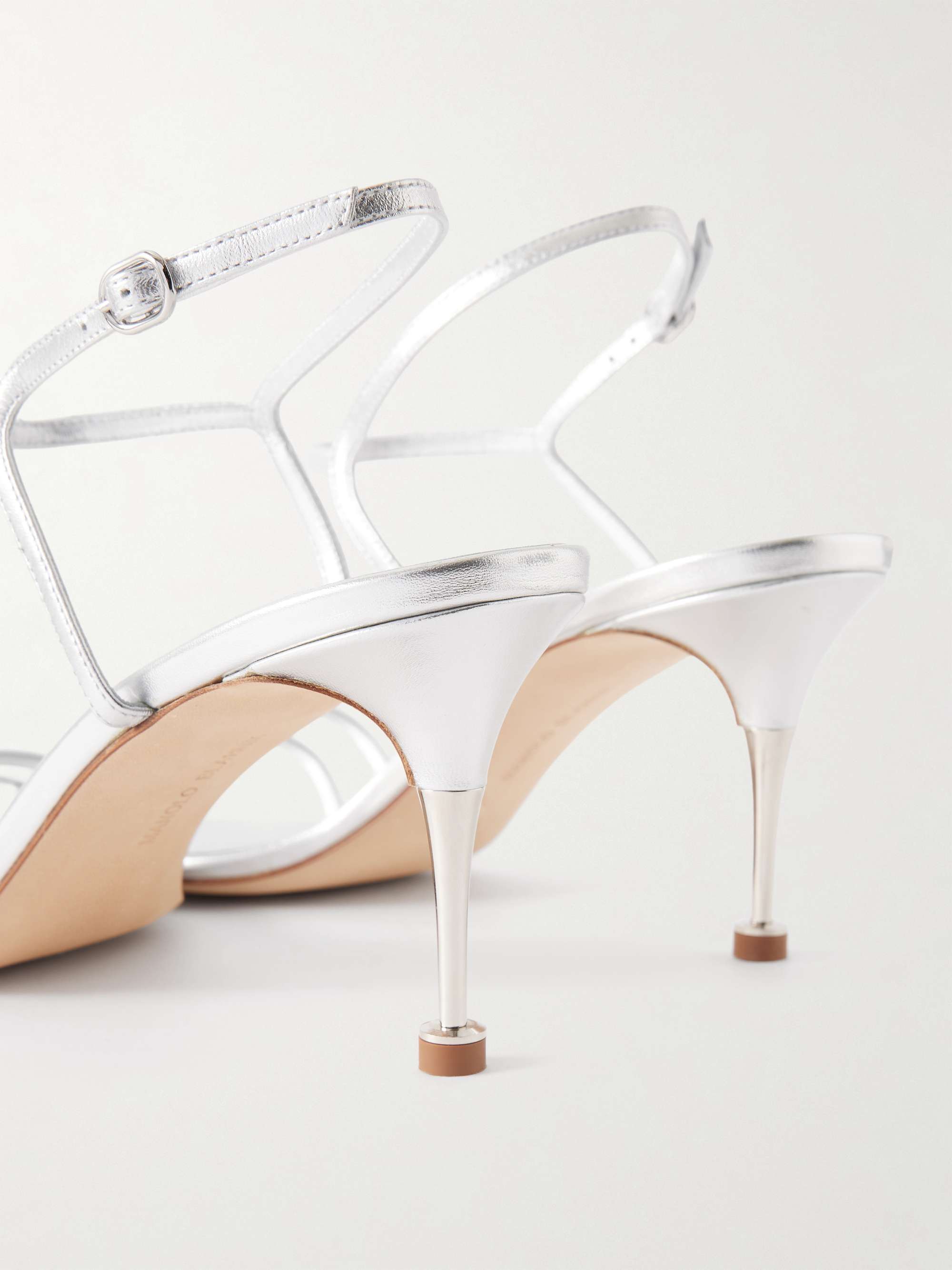 MANOLO BLAHNIK Ciagalo 70 metallic leather sandals | NET-A-PORTER