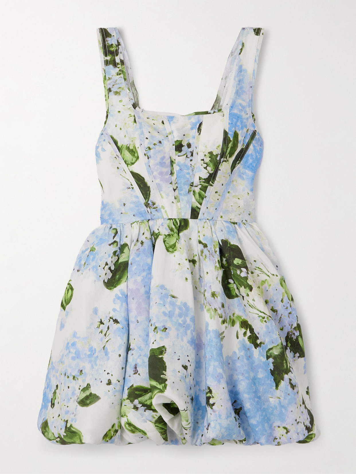 Aje Suzette Printed Linen-blend Mini Dress In Blue