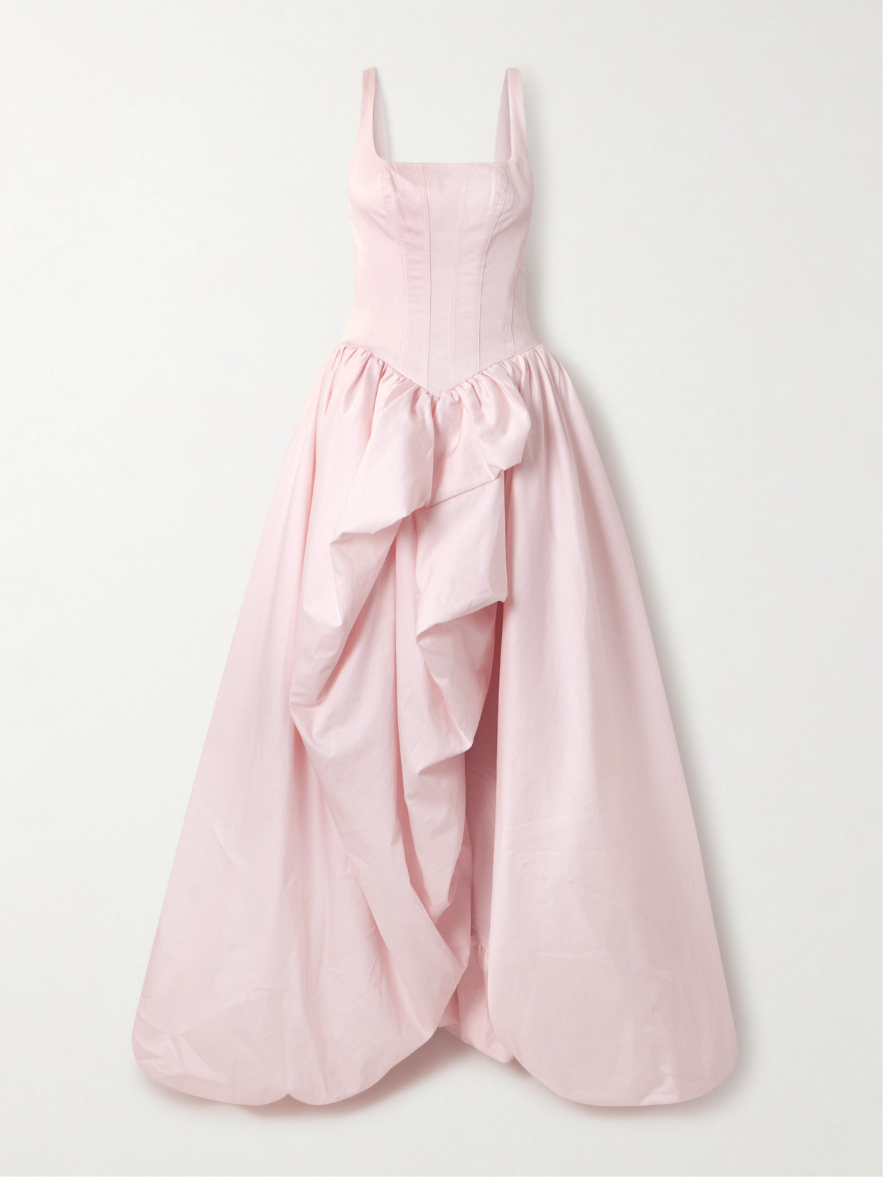Aje Alani Asymmetric Ruffled Pleated Cotton-twill Gown In Pink