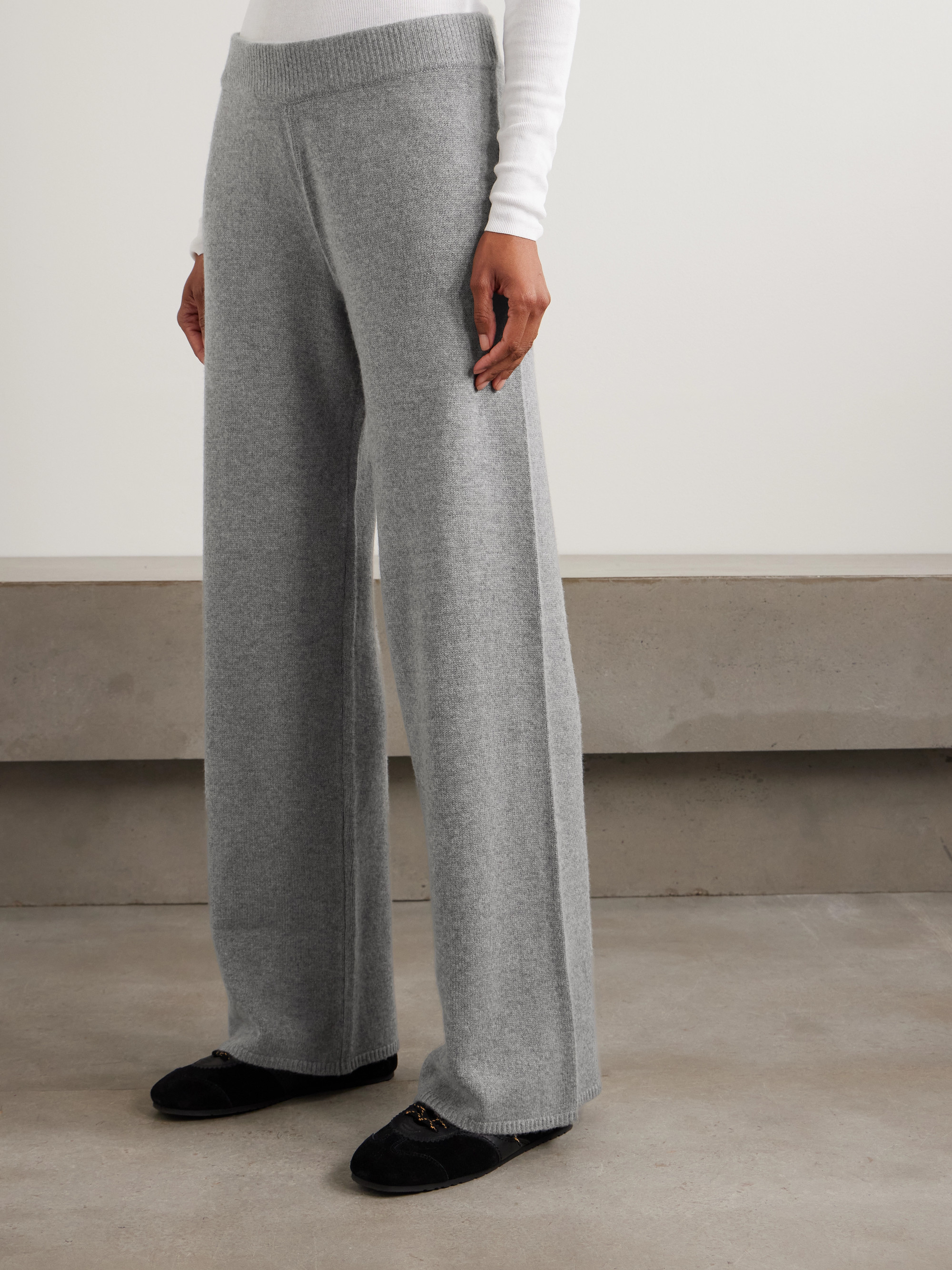 Skims Cashmere knitted wide-leg pants - Dark Heather Gray