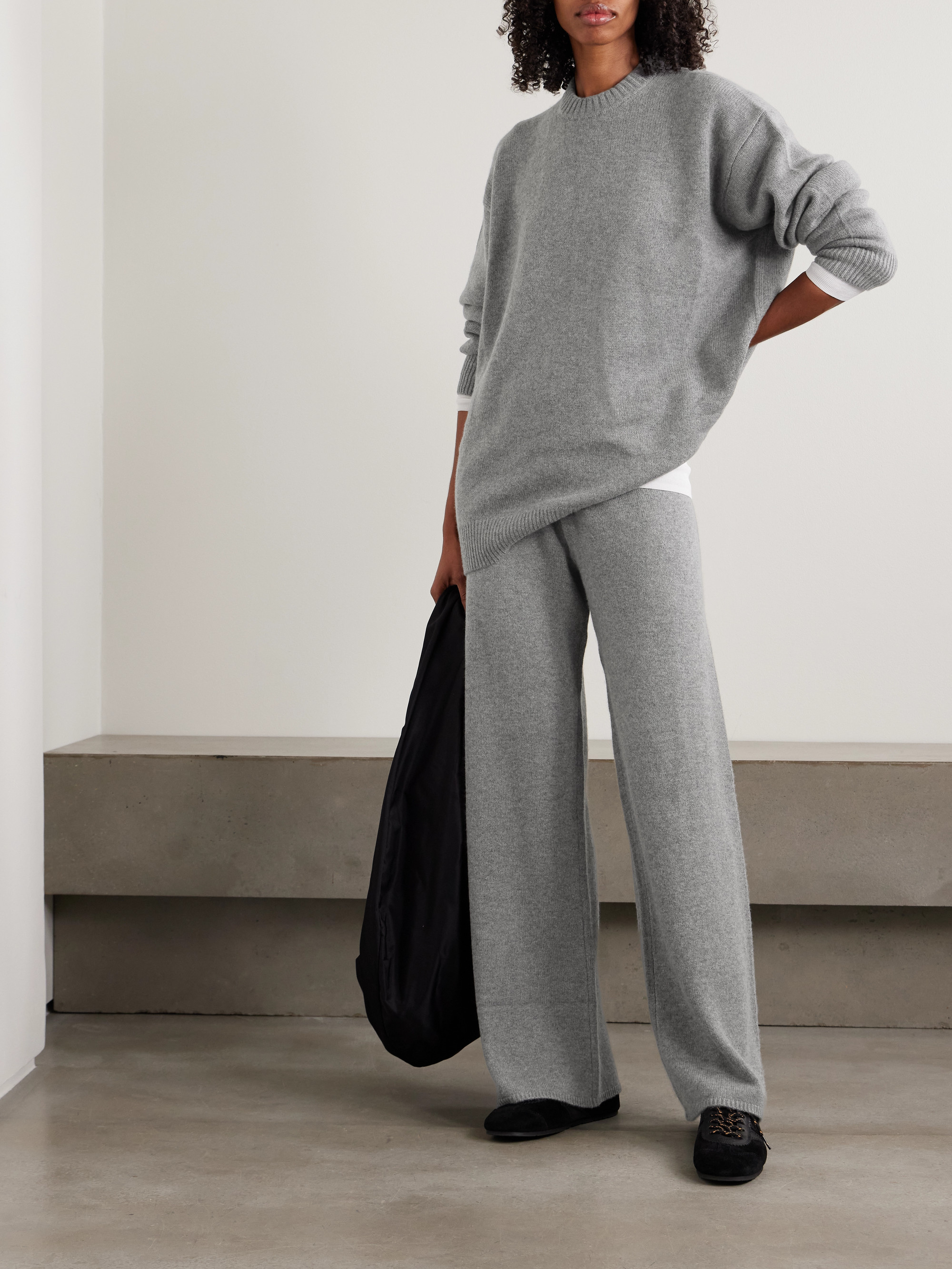 Skims Cashmere knitted wide-leg pants - Dark Heather Gray