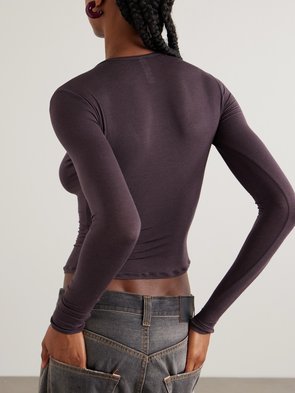 Skims Sheer Modal-blend Cardigan In Brown