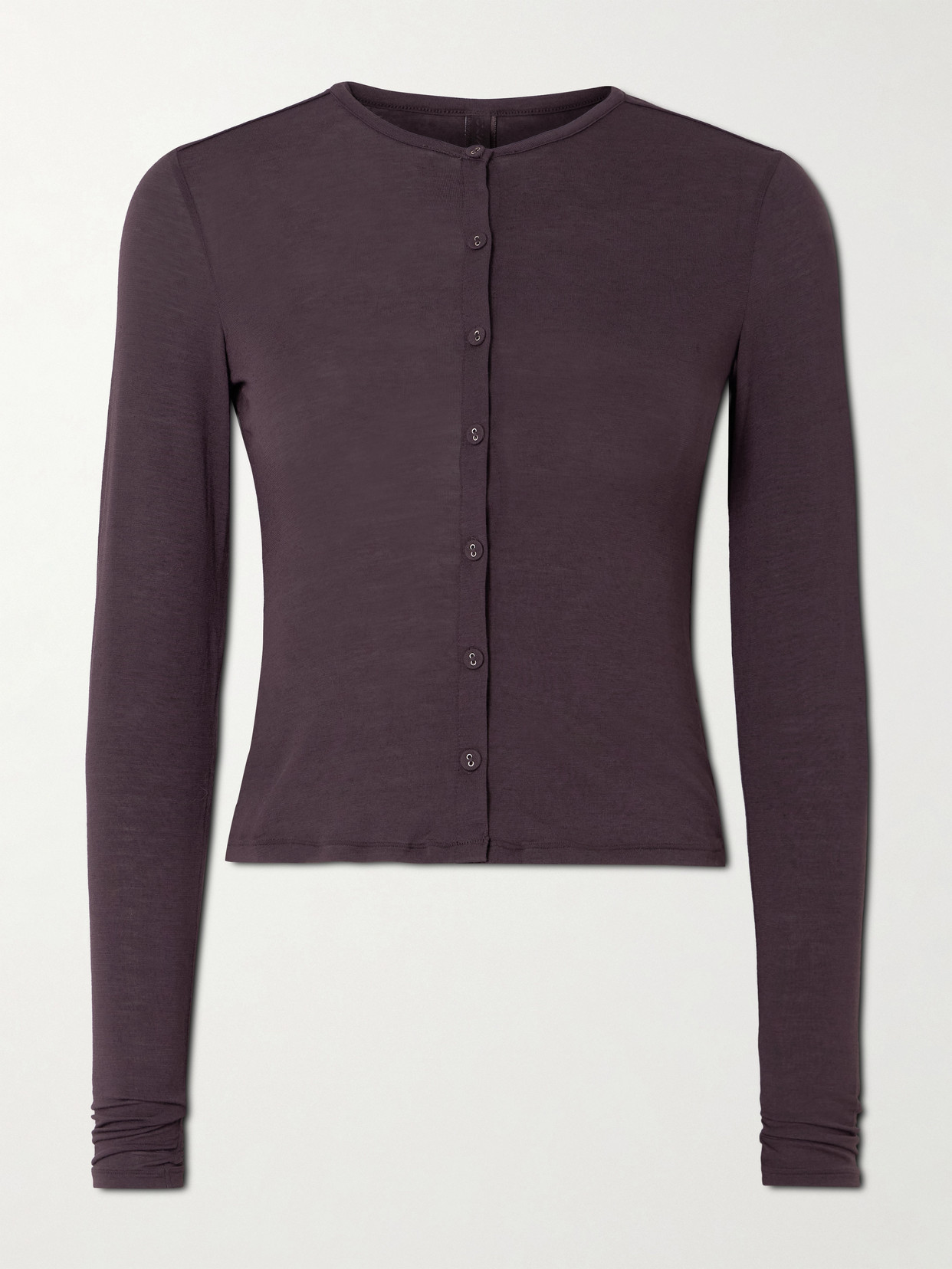 Skims Sheer Modal-blend Cardigan In Brown