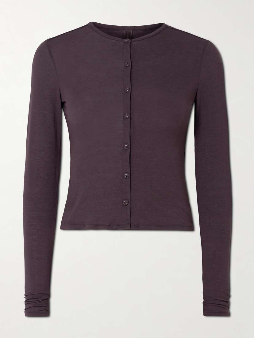 Skims Sheer Modal-blend Cardigan - Phoenix