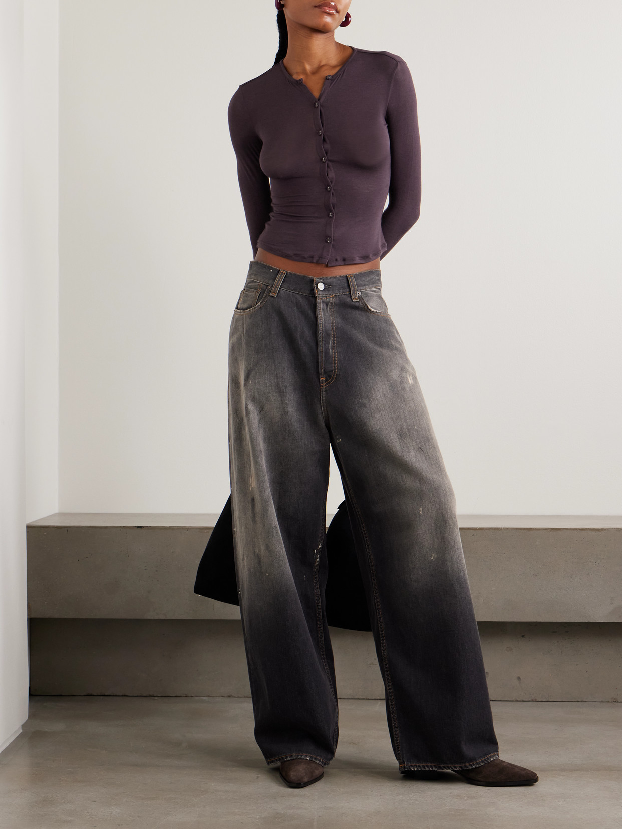 Skims Sheer Modal-blend Cardigan In Brown