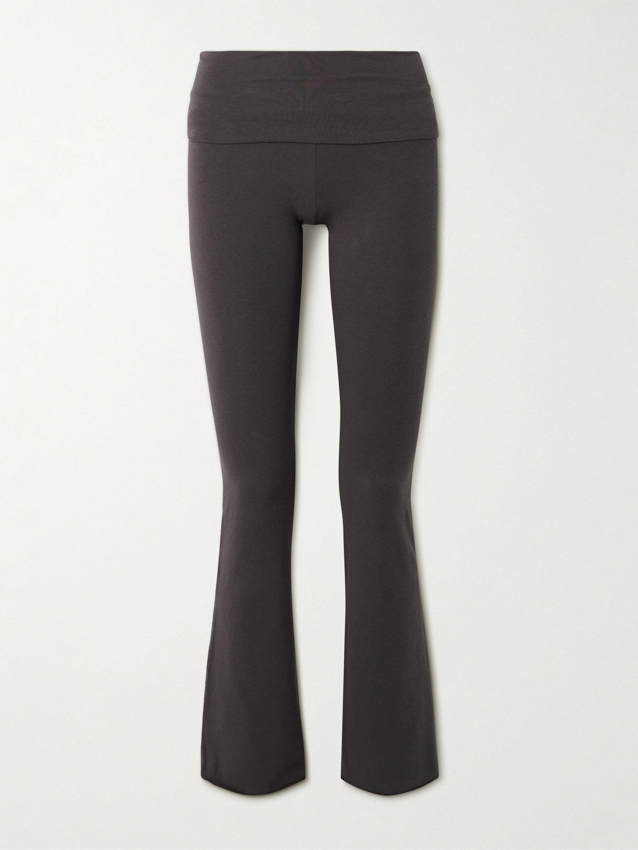 Skims Stretch-cotton Jersey Foldover Pants In Brown