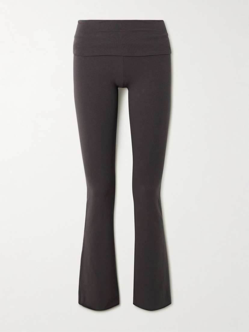 Skims Stretch-cotton Jersey Foldover Pants - Iron