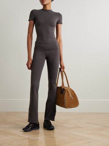 Skims Stretch-cotton jersey foldover pants - Iron