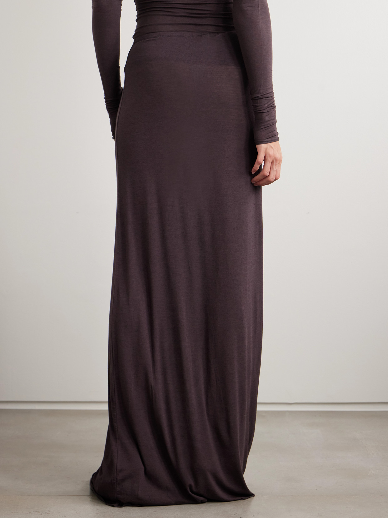 Skims Sheer Modal-blend Long Skirt In Brown
