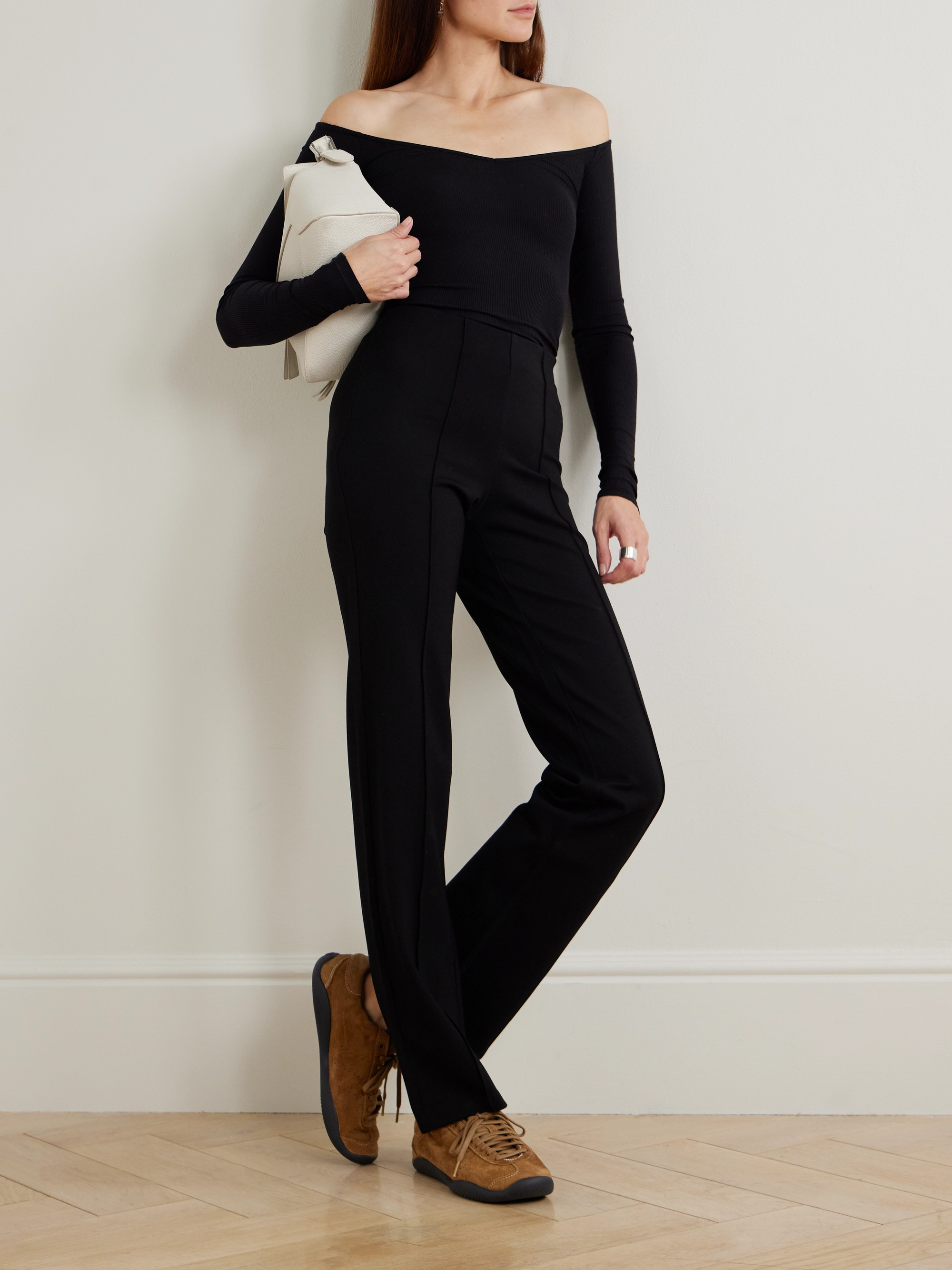 Skims Baselayers cropped stretch-jersey flared pants - Obsidian