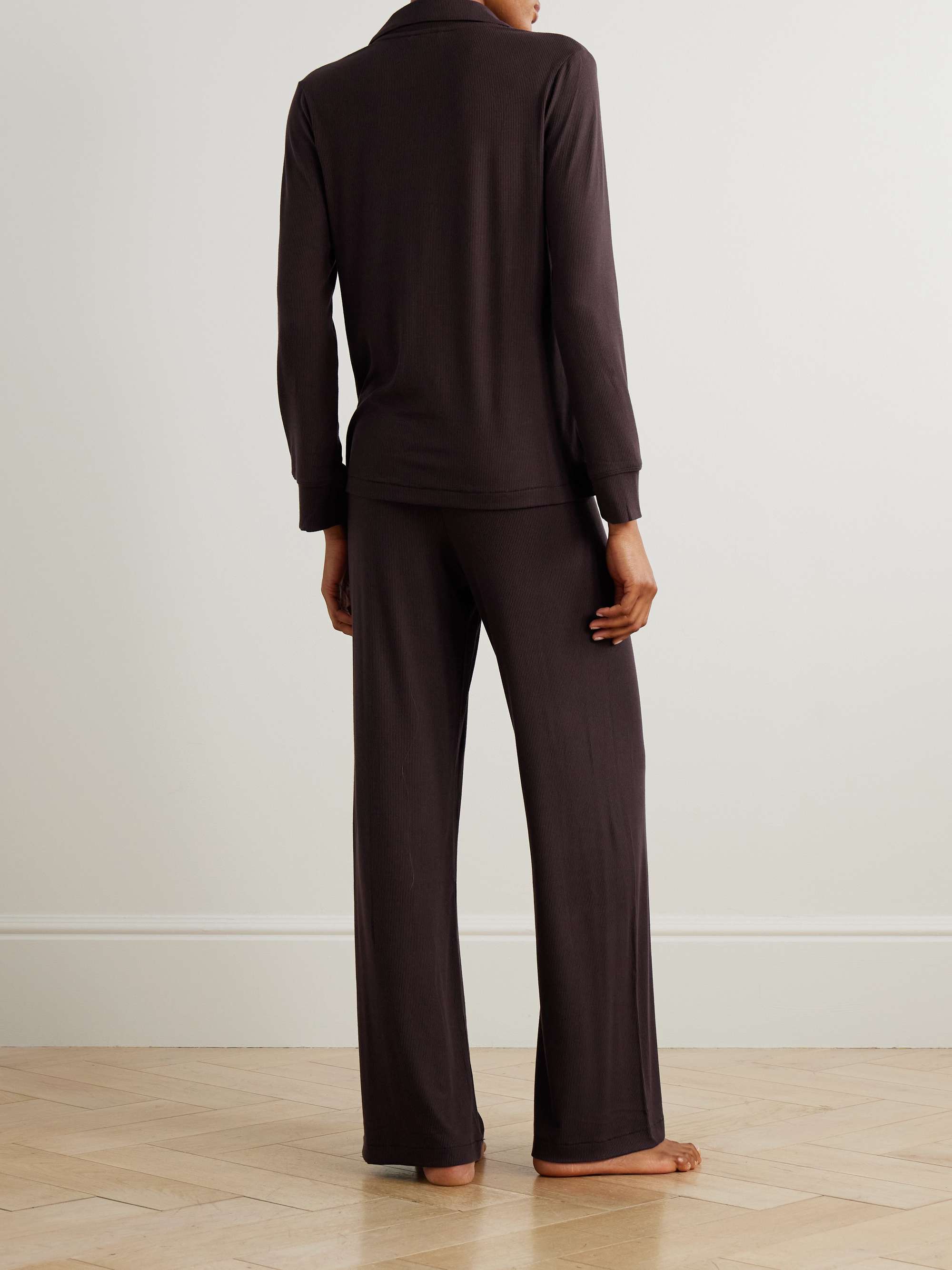 SKIMS Ribbed stretch-modal jersey lounge set - Heather Grey