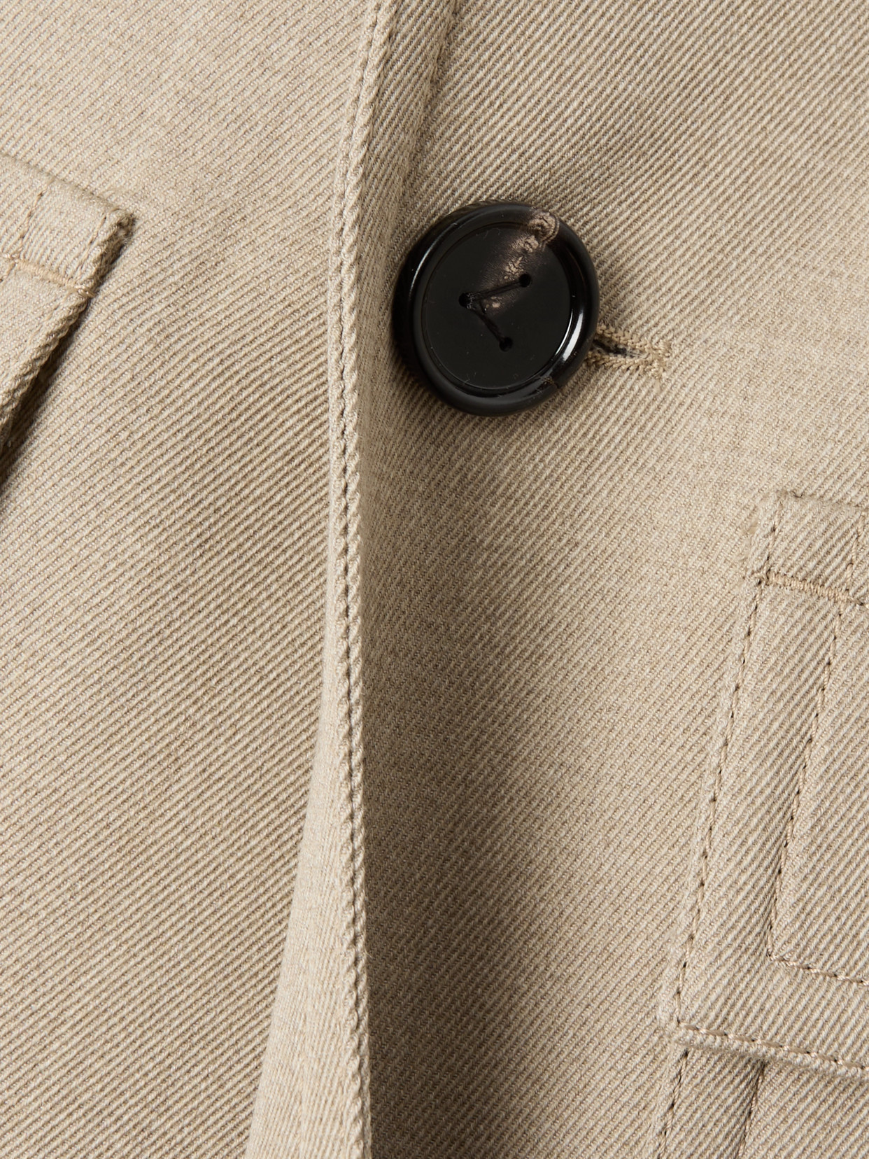 Bottega Veneta Cropped Intrecciato Leather-trimmed Wool-twill Jacket In Neutral